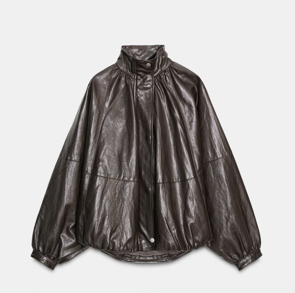 ZW COLLECTION FAUX LEATHER BOMBER JACKET