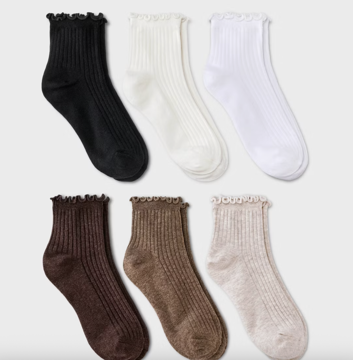 Women's Lettuce Edge 6pk Ankle Socks - A New Day™ 4-10