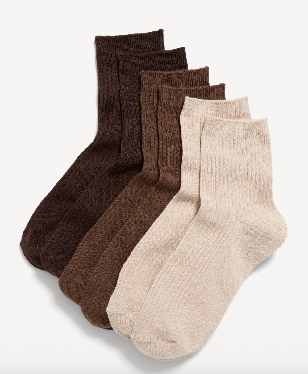 Novelty Quarter Crew Socks 3-Pack for Women