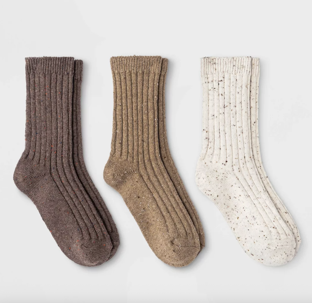 Women's Fine Ribbed Nep 3pk Crew Socks - Universal Thread™