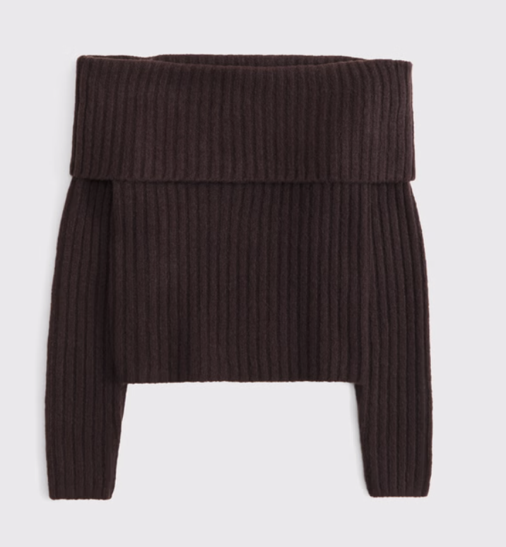Abercrombie Ribbed Foldover Off-The-Shoulder Sweater