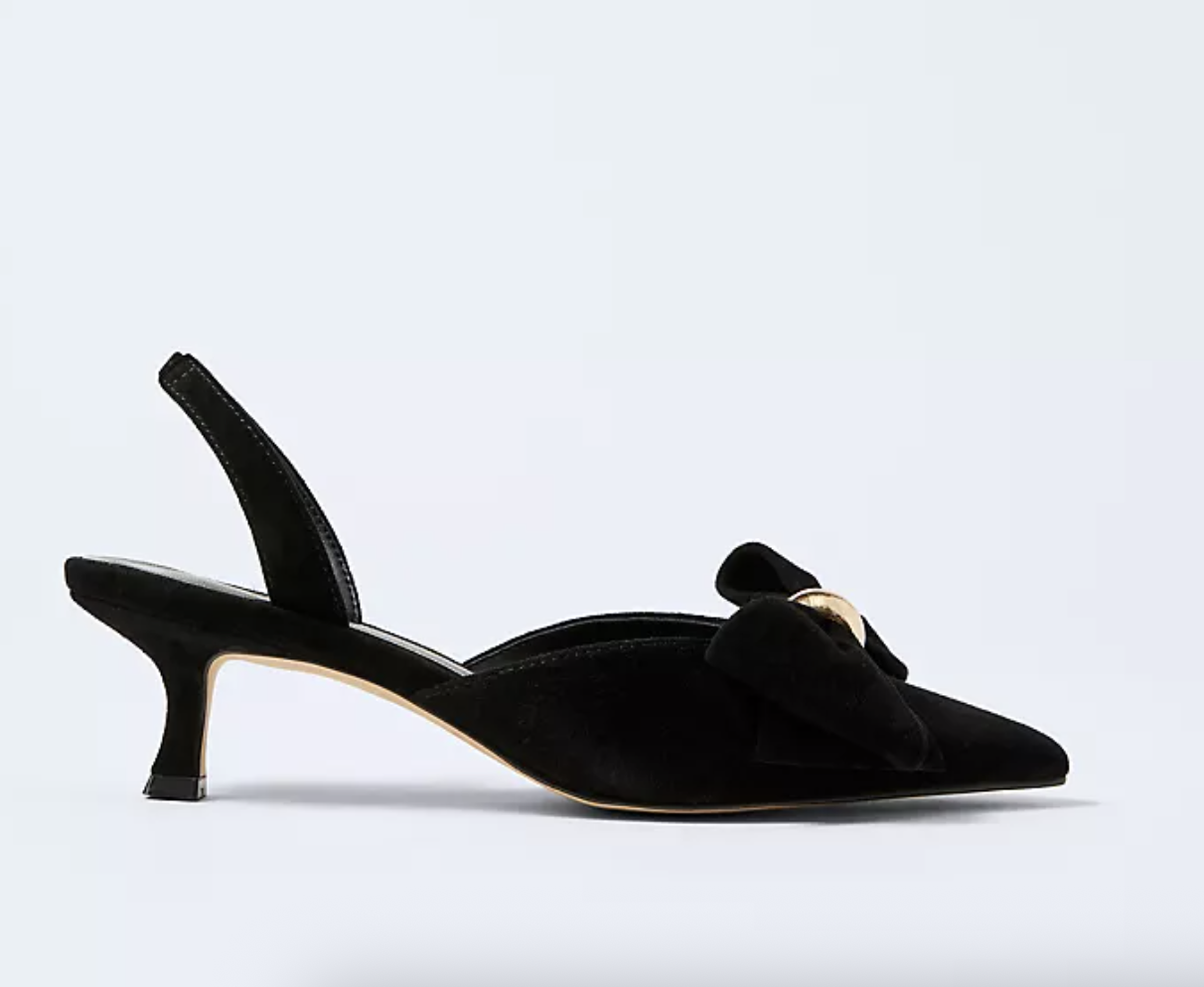 Ann Taylor Suede Bow Slingback Pump 