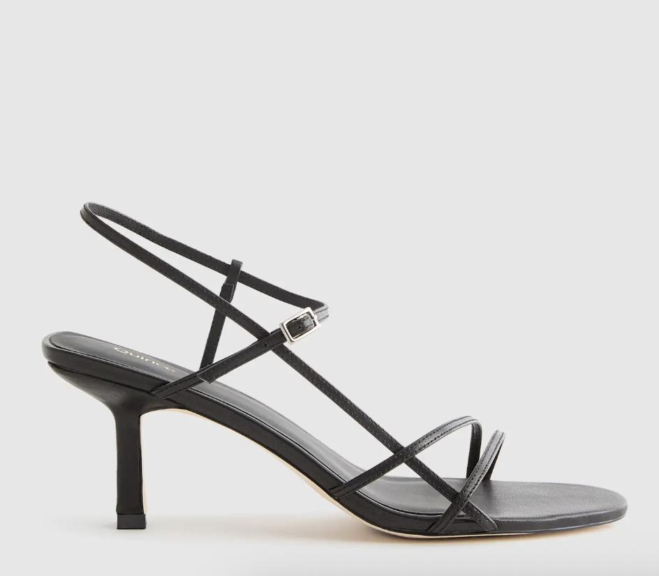 Quince Italian Leather 70mm Strappy Black heal