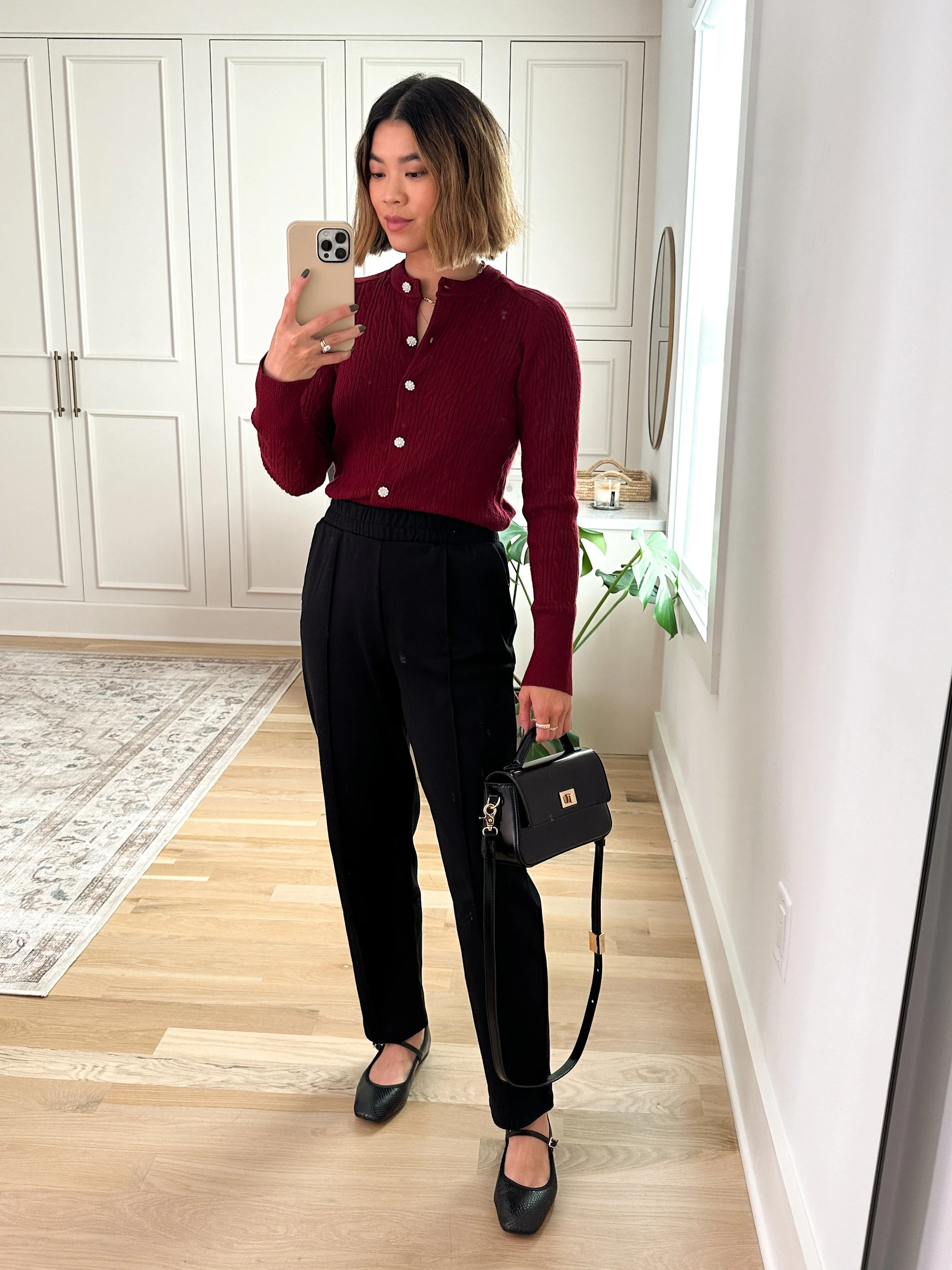 red cardigan