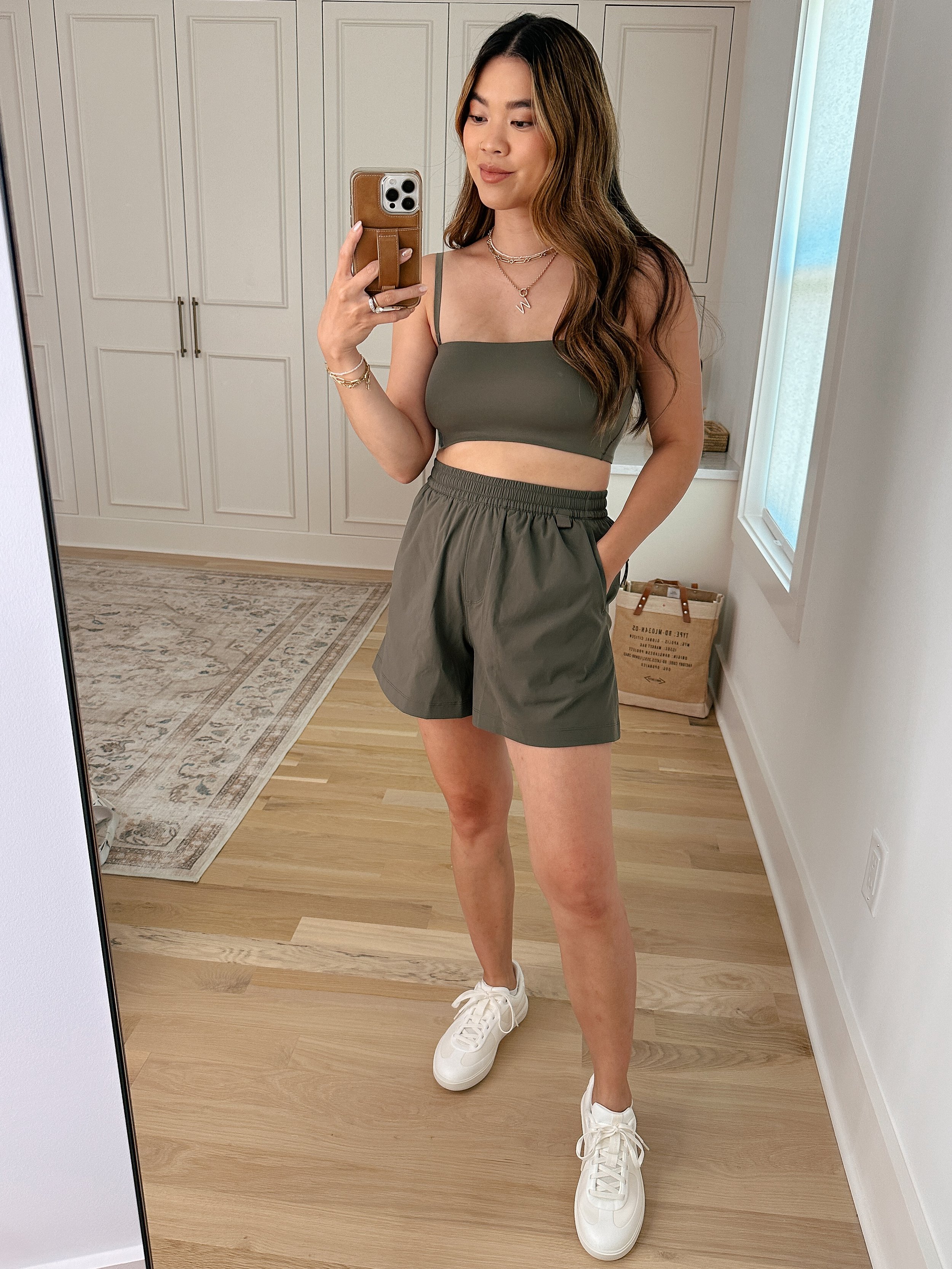 army green shorts
