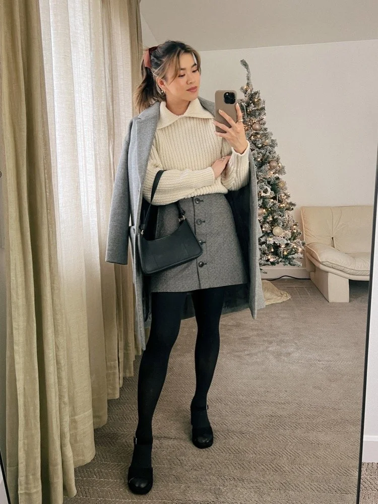 Button Up Skirt Winter Outfit Idea