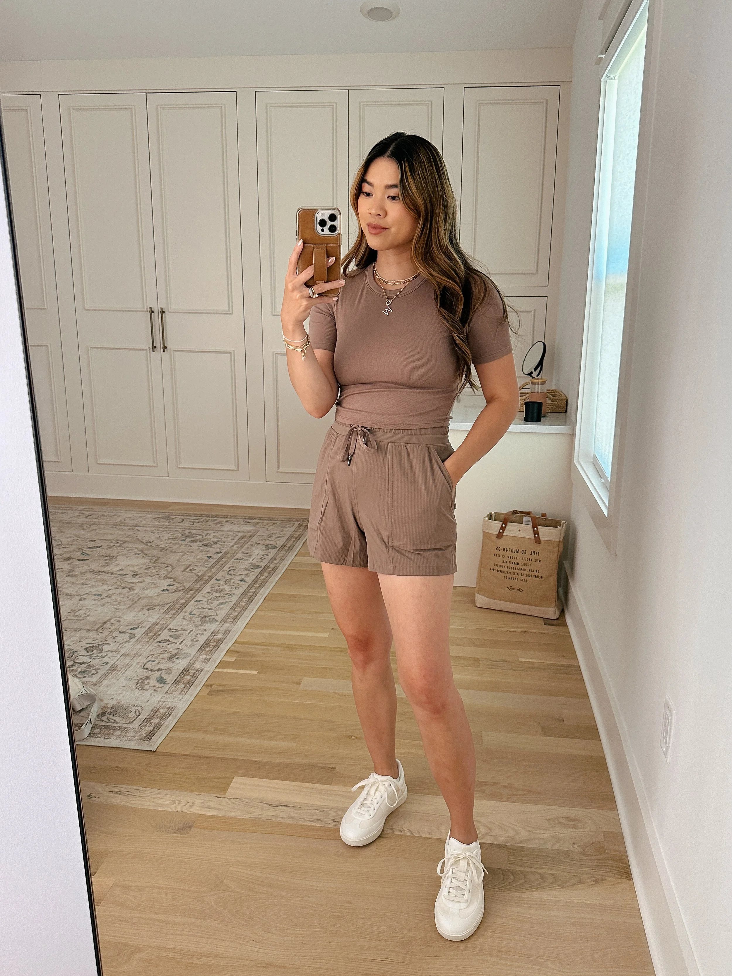 brown shorts