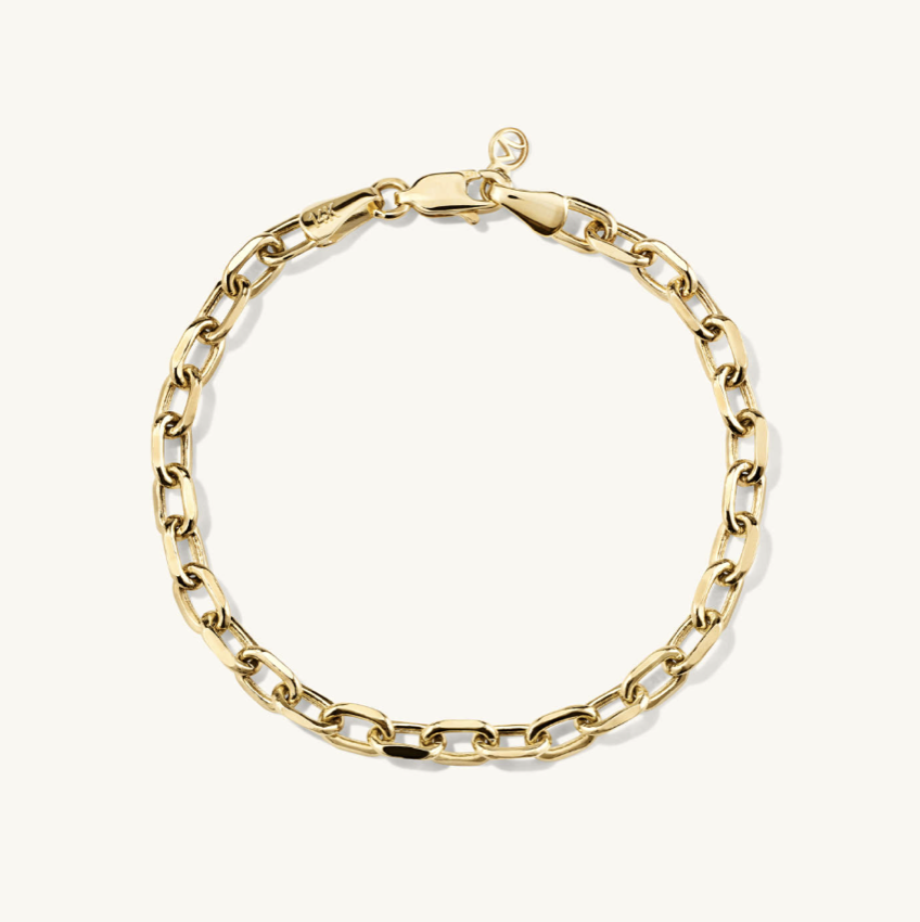 14K Gold Small Square Oval Link Chain Necklace