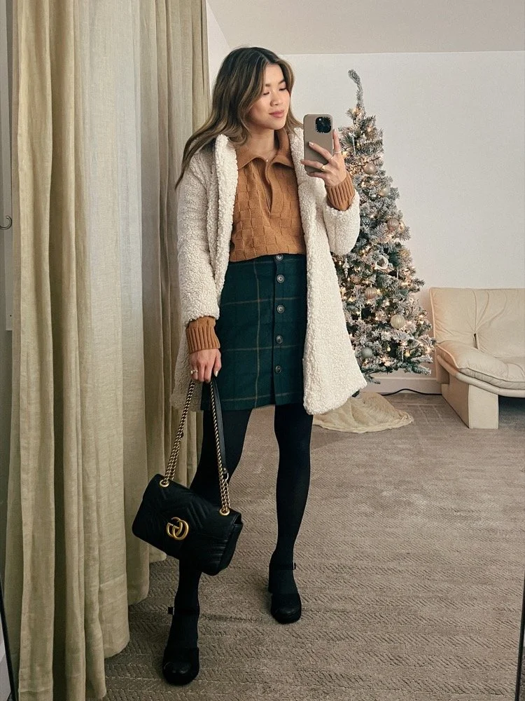 Plaid Skirt Winter Outfit Idea