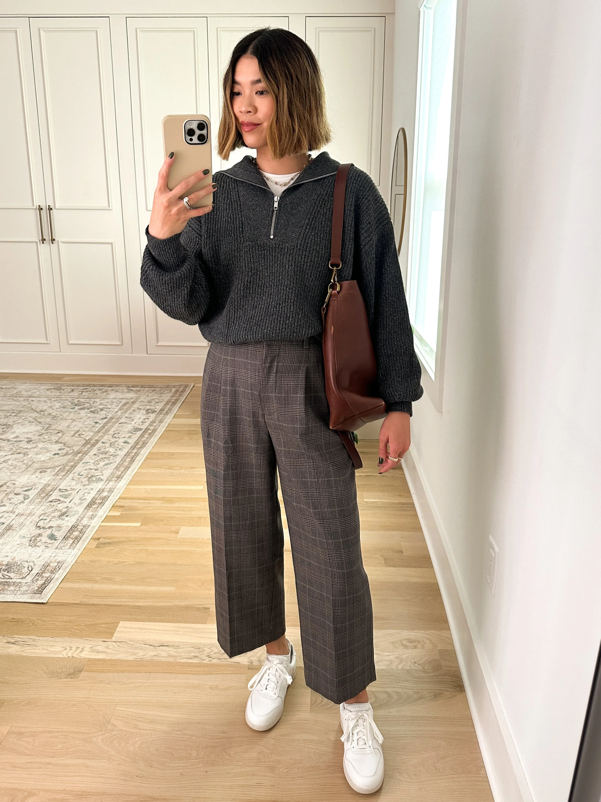grey quarter zip
