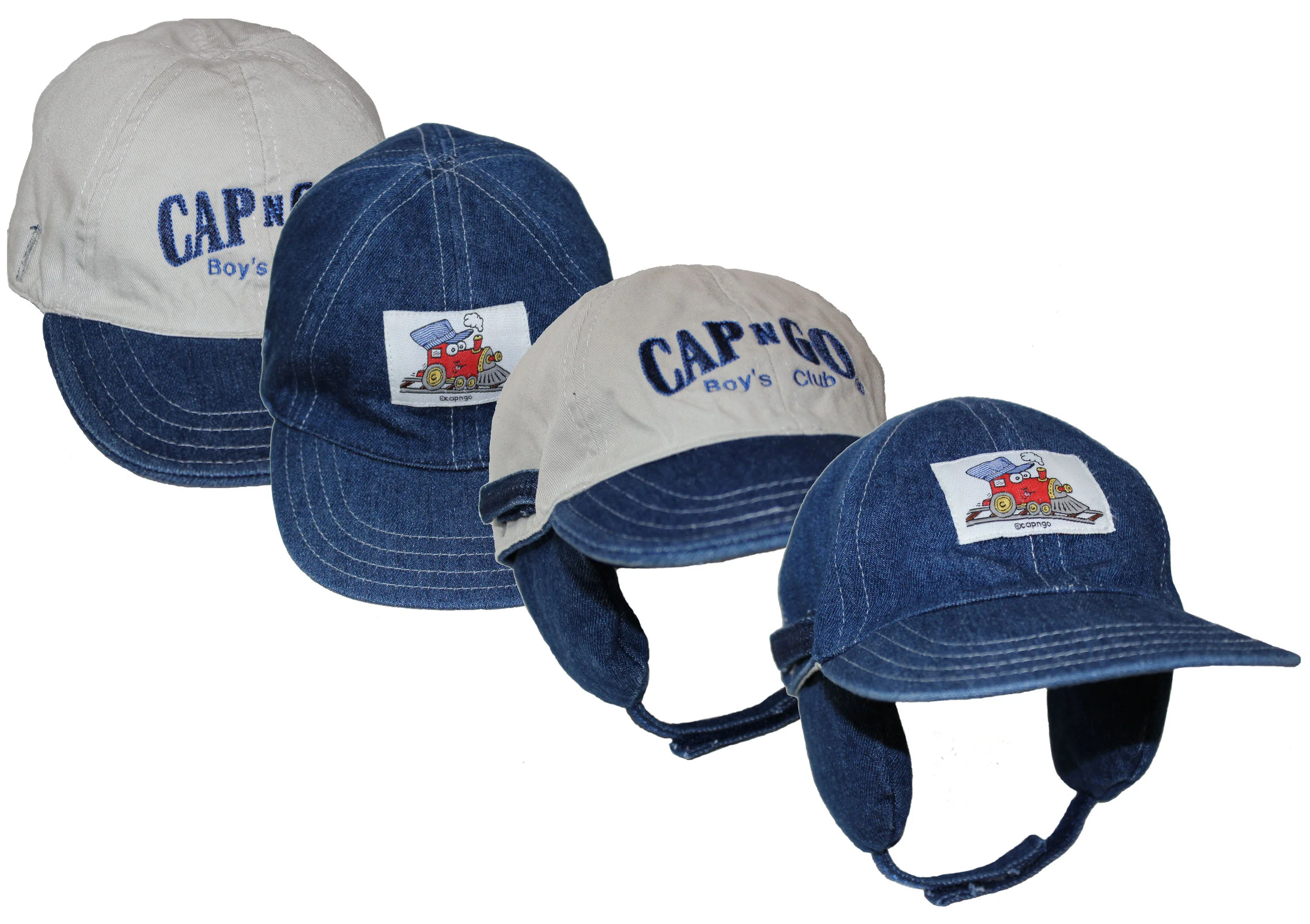 Reversible Ryan's Hat with Attachable Earmuffs/train/biege with Cap N Go Boy's Club