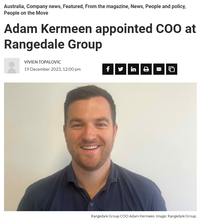 Adam Kermeen appointed COO at Rangedale Group