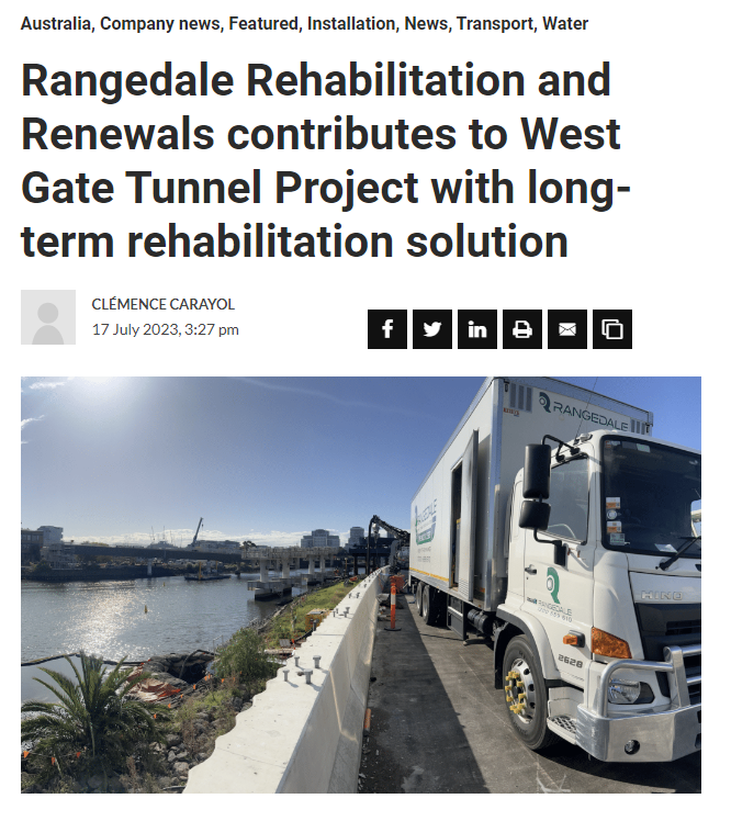 Rangedale Rehabilitation and Renewals contributes to West Gate Tunnel Project with long-term rehabilitation solution