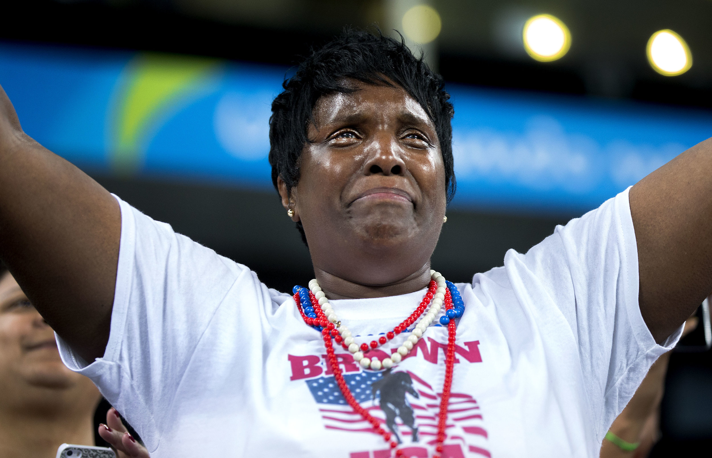  Francine Brown, the mother of Paralympic sprinter David Brown, bursts into tears of joy after her son ran a Paralymic record time of 10.99 seconds to win gold in the 100 meter dash at the 2016 Paralympic Games at Olympic Stadium in Rio de Janeiro, o