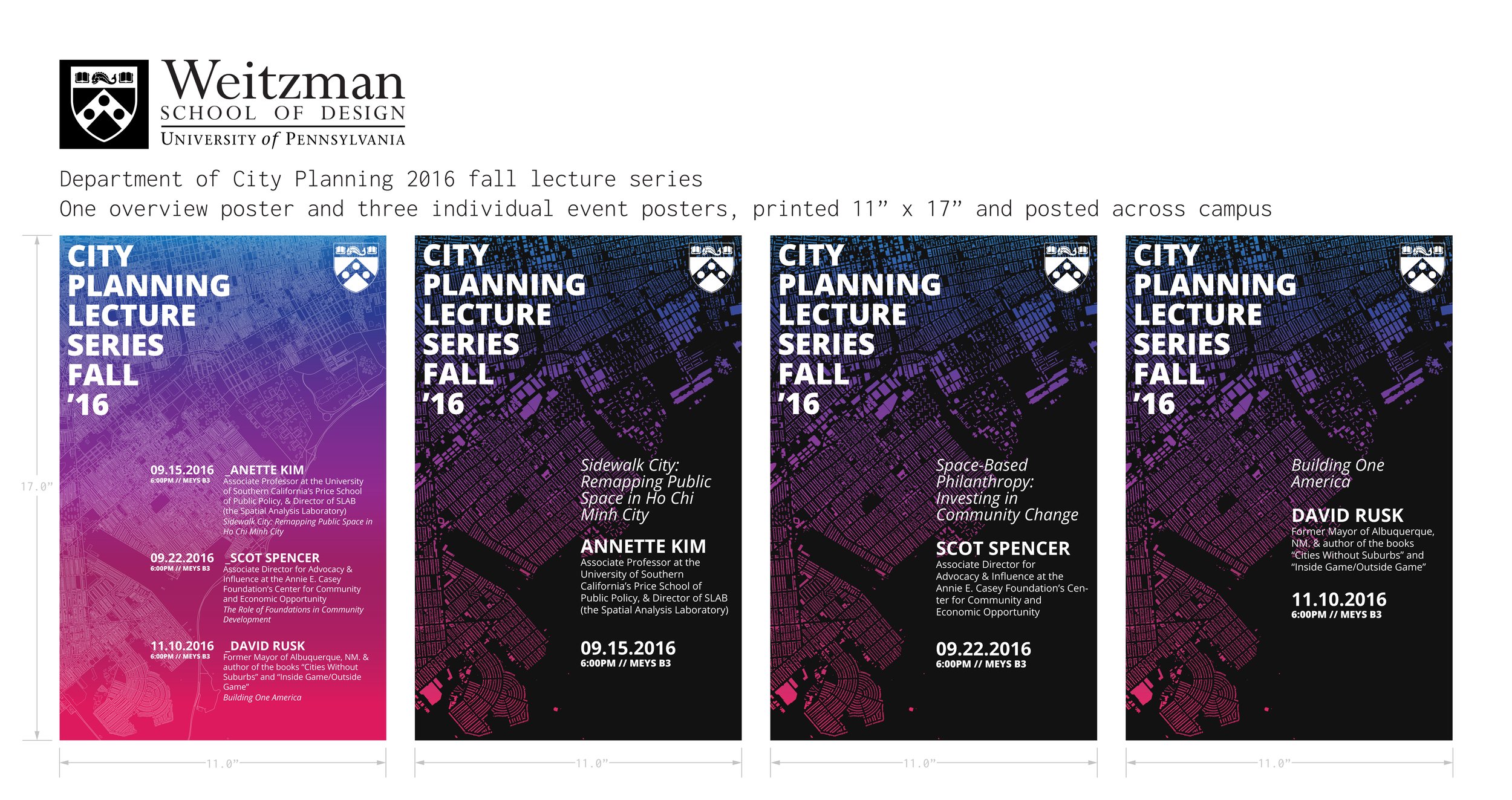 Poster Design for Penn Weitzman's Fall 2016 Lecture Series
