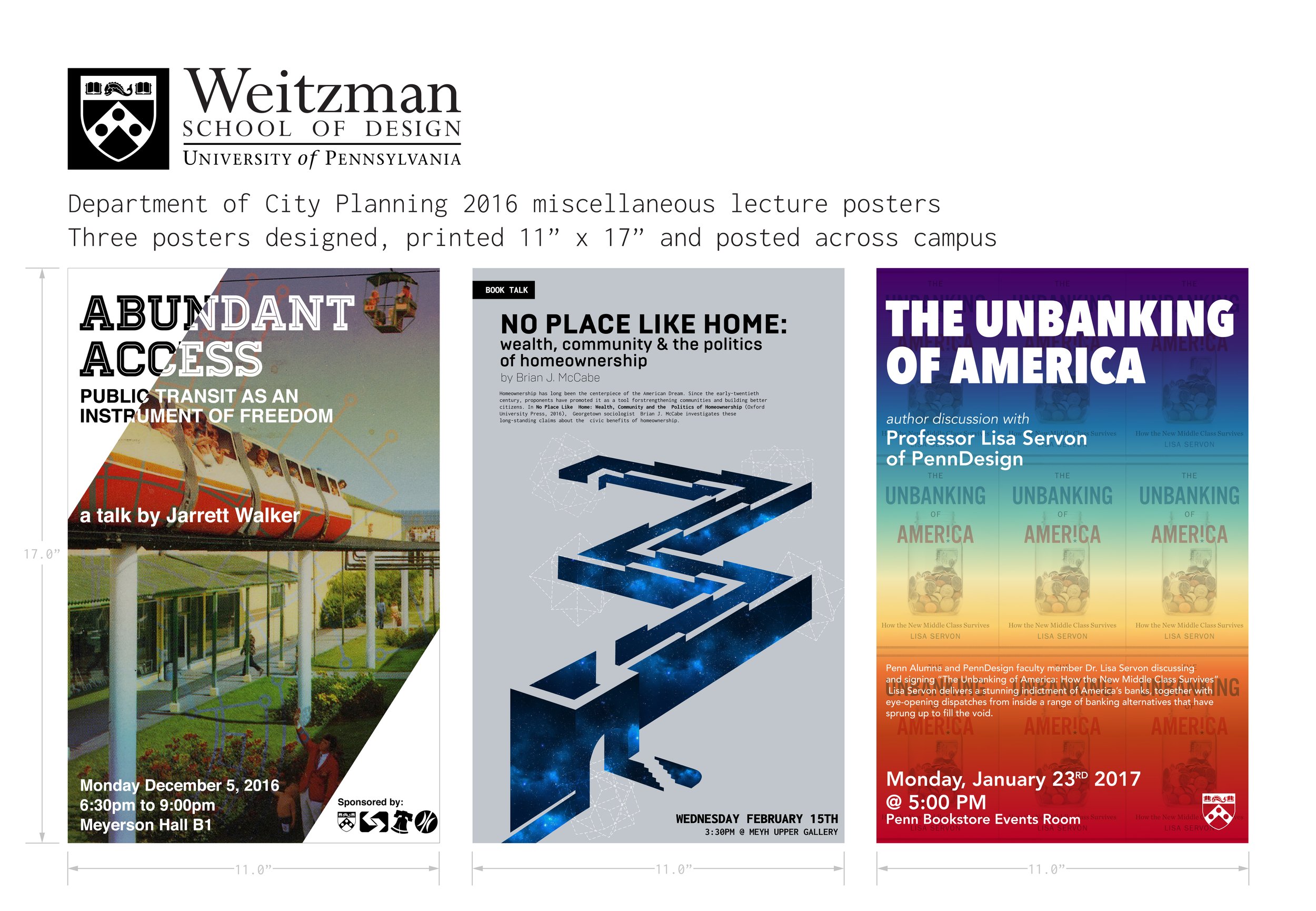 Penn Weitzman Miscellaneous Event Posters, 2016 and 2017