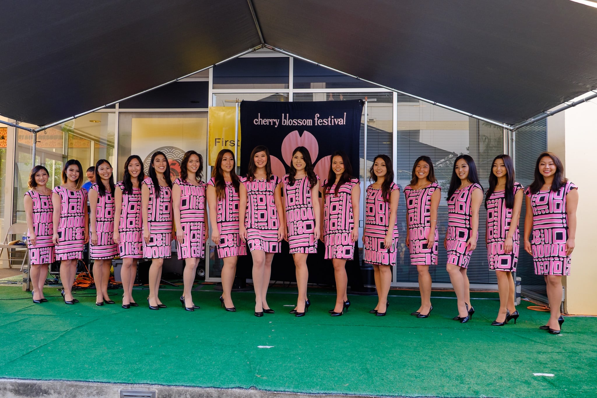 (From left) Trisha Asao, Tarynn Nago, Amanda Youth, Rya Sekimoto, Kristi Murakami, Asia Ayabe, Kelly Ono, Aimee Nelson, Lori Anzai, Crystal Ishikawa, Ritsuko Tomari, Alexis Okihara, Brittney Kawahara, Ellise Kakazu, Dylan Lau.