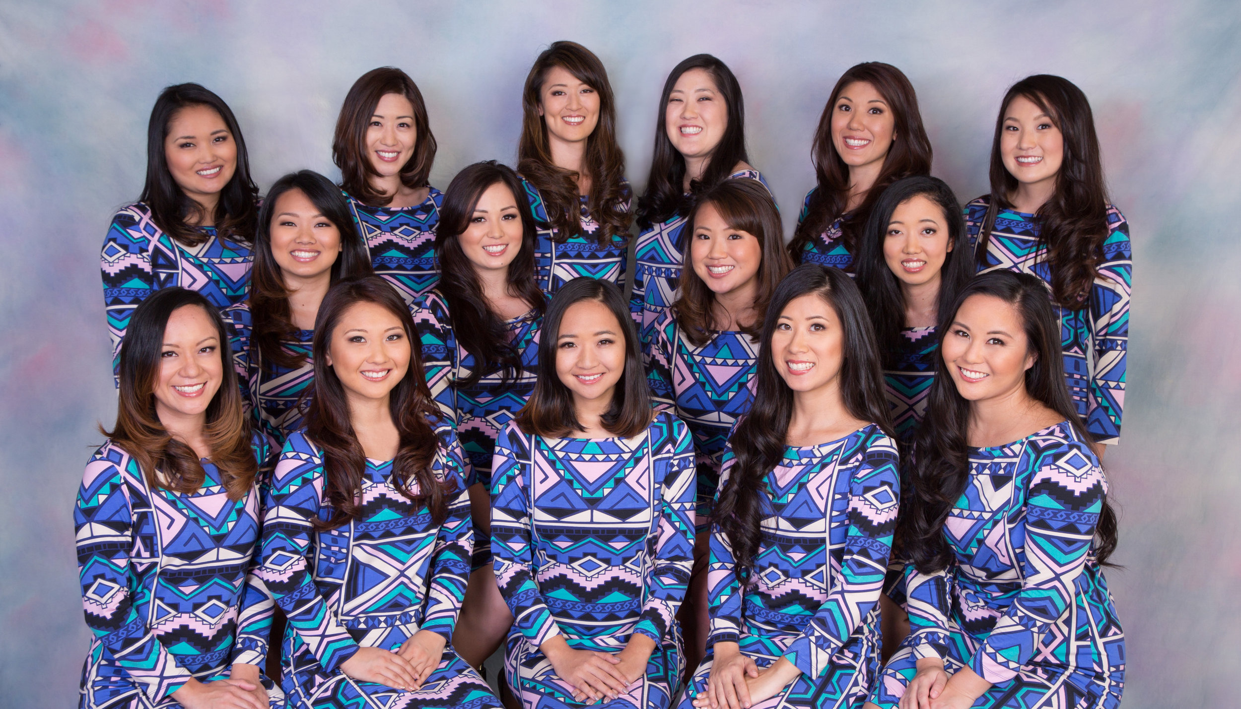 Back Row From Left to Right: Lauren Umamoto, Marcie Kamei, Kelli-Ann Wong, Lori Kim, Nicole Nakamoto, Kaelyn Okuhata Middle Row From Left to Right: Carly Ishihara, Kirstie Maeshiro-Takiguchi, Kelly Ann Takiguchi, Michelle Ota Front Row From Left to Right: Roxanne Takaesu, Ruth Taketa, Jennifer Ezaki, Jolyne Kurihara, Heather Omori The 65th Cherry Blossom Festival Contestants are featured wearing Tikal; an original design by Gold Sponsor, Tori Richard. Photo courtesy of Garret Nose, photographer and owner of Garret Nose Photography. Hair and makeup courtesy of Alison Hayashi, owner of Kiss&Makeup. Alison was assisted by Tracie Ifuku Smith.
