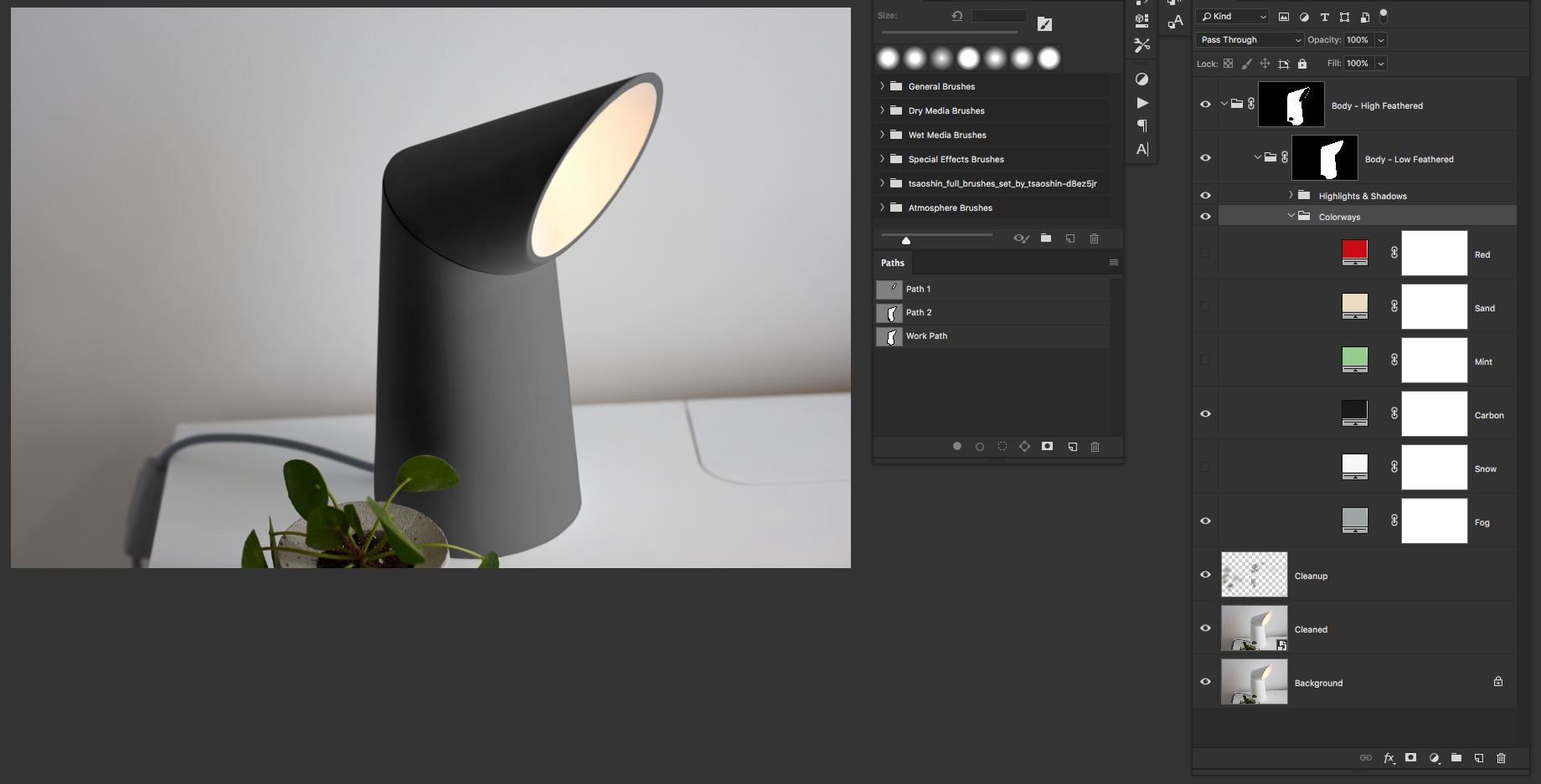 Highlights and shadows folder created with multiple color fill layers.