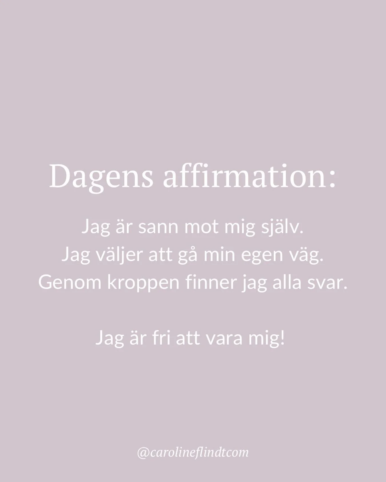 Dagens affirmation✨

Jag &auml;r sann mot mig sj&auml;lv. Jag v&auml;ljer att g&aring; min egen v&auml;g. Genom kroppen finner jag alla svar.
Jag &auml;r fri att vara mig!💗

Innerst inne vet vi ofta s&aring; v&auml;l vad som &auml;r b&auml;st f&ouml