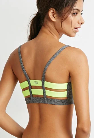 Caged-Back Heathered Sports Bra
