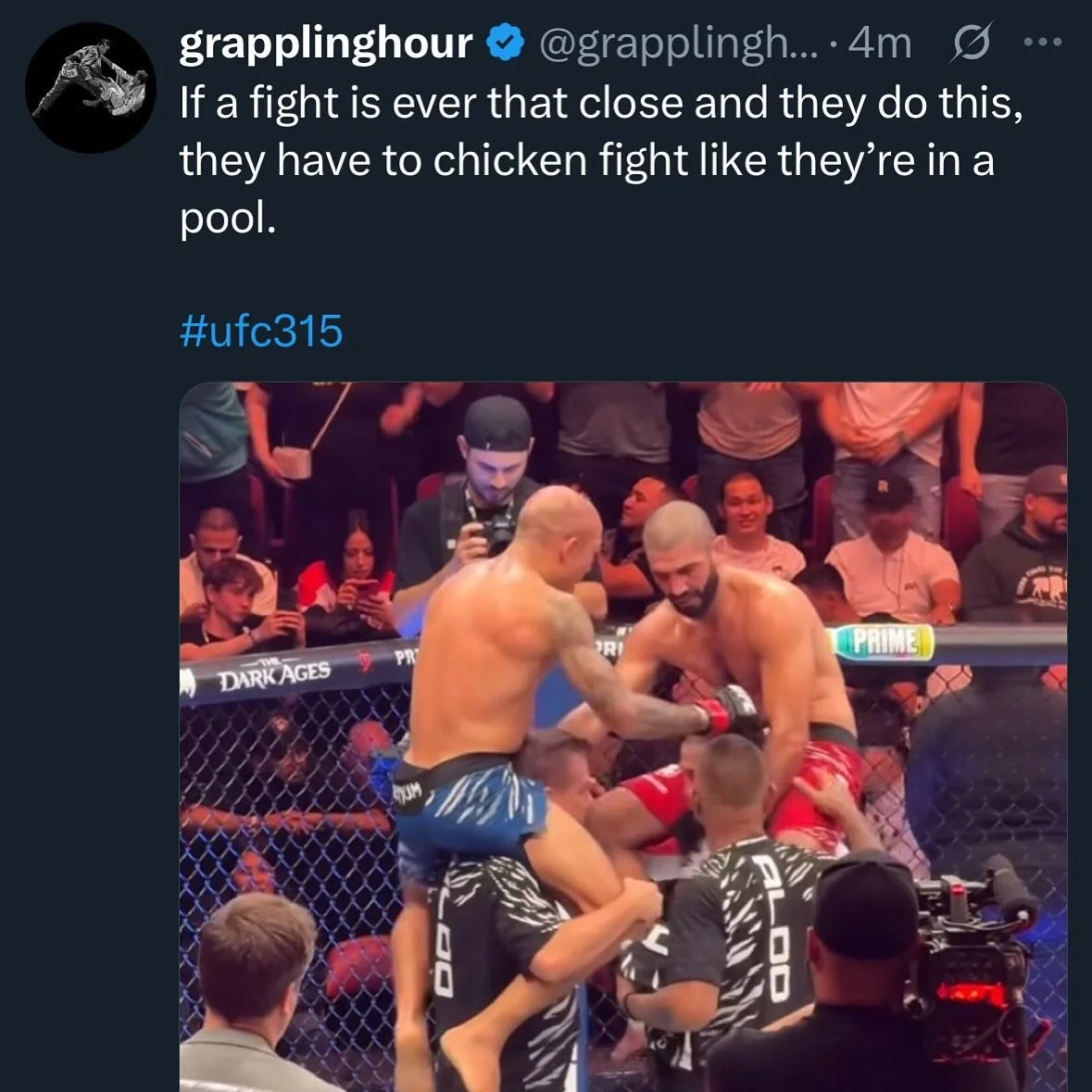 I thought we were about to get a round 4. 

#ufc315 #chickenjockey