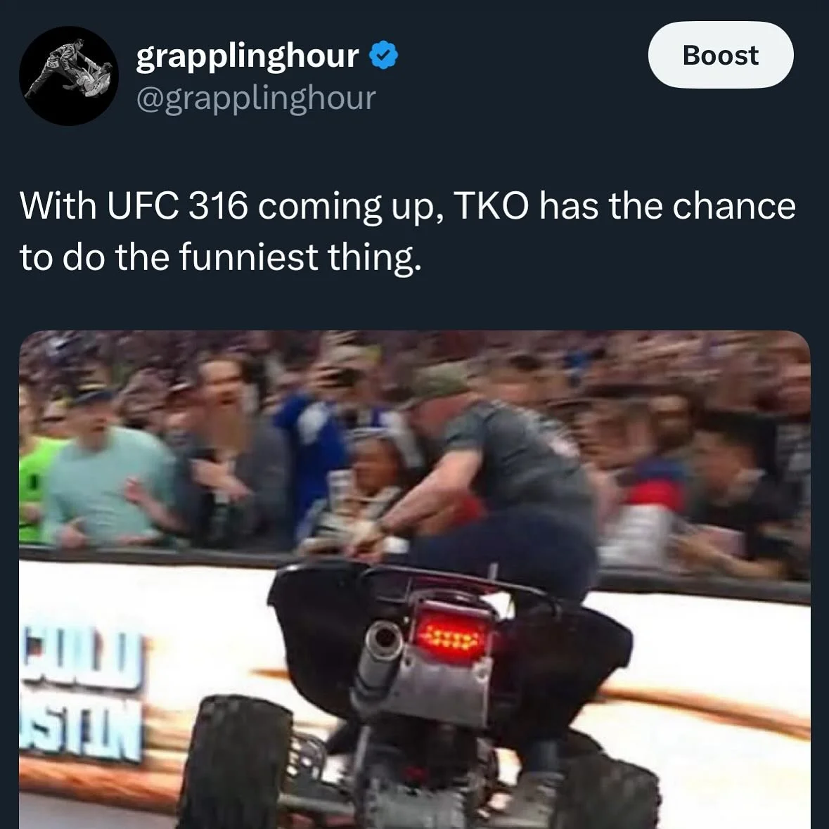 What good is a merger unless you actually do something with it. 

Do it, you cowards. 

#ufc #ufc316 #wwe #stonecoldsteveaustin