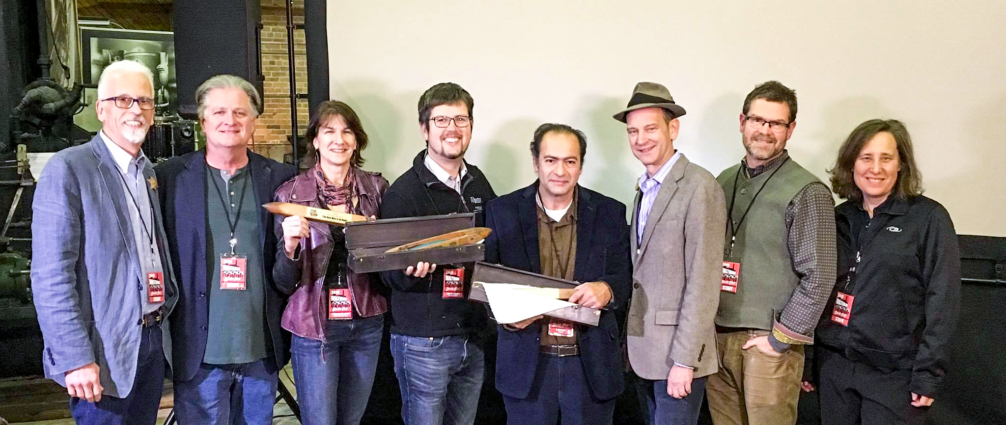 l-r: Gary Morrison (WFF), Michael Bavaro (WFF), Cathleen O’Connell , filmmaker, The Best Way Is By HanD, Patrick Johnson , filmmaker, The SChool of Honk , RAOUF ZAKI, FILMMAKER, FIREFLIES, Liam O’Malley (WFF), Bob Perry (WFF), Emily SInger (WFF). not pictured: Anastasia Dyakova, filmmaker, Ready For a Baby