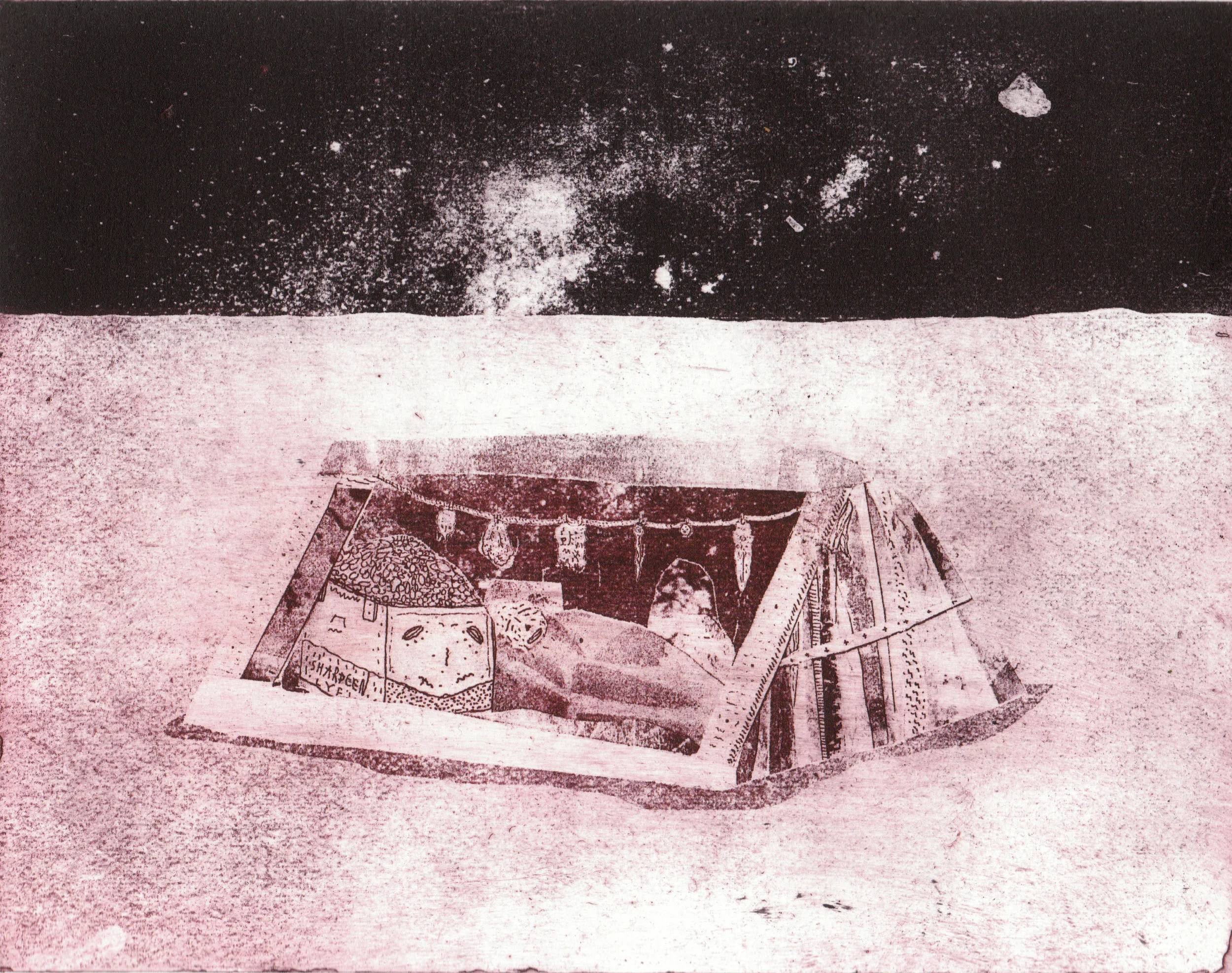 Moon Shanty , etching on fabriano. 