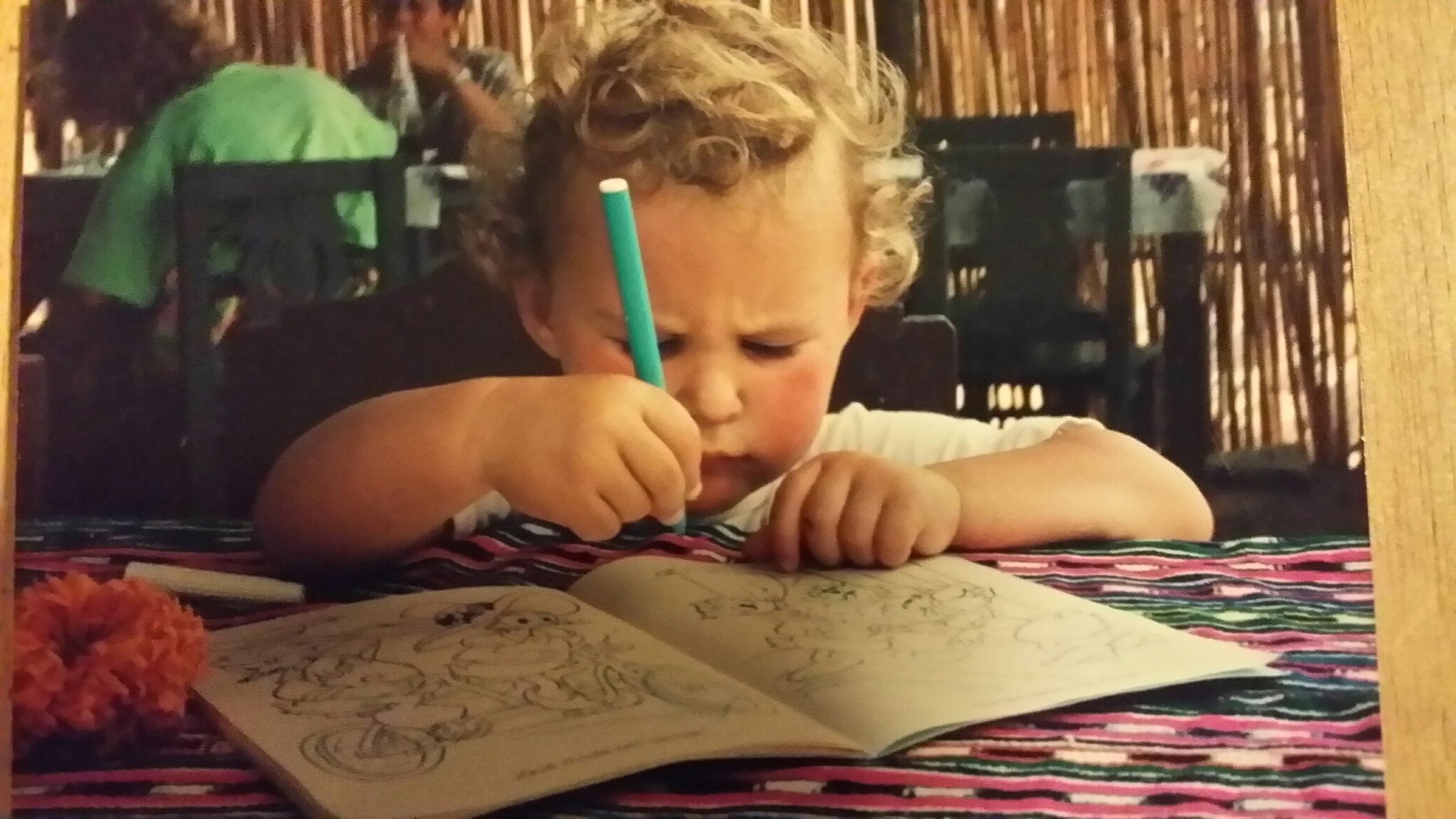 Drawing time in Guatemalan cafe 1993