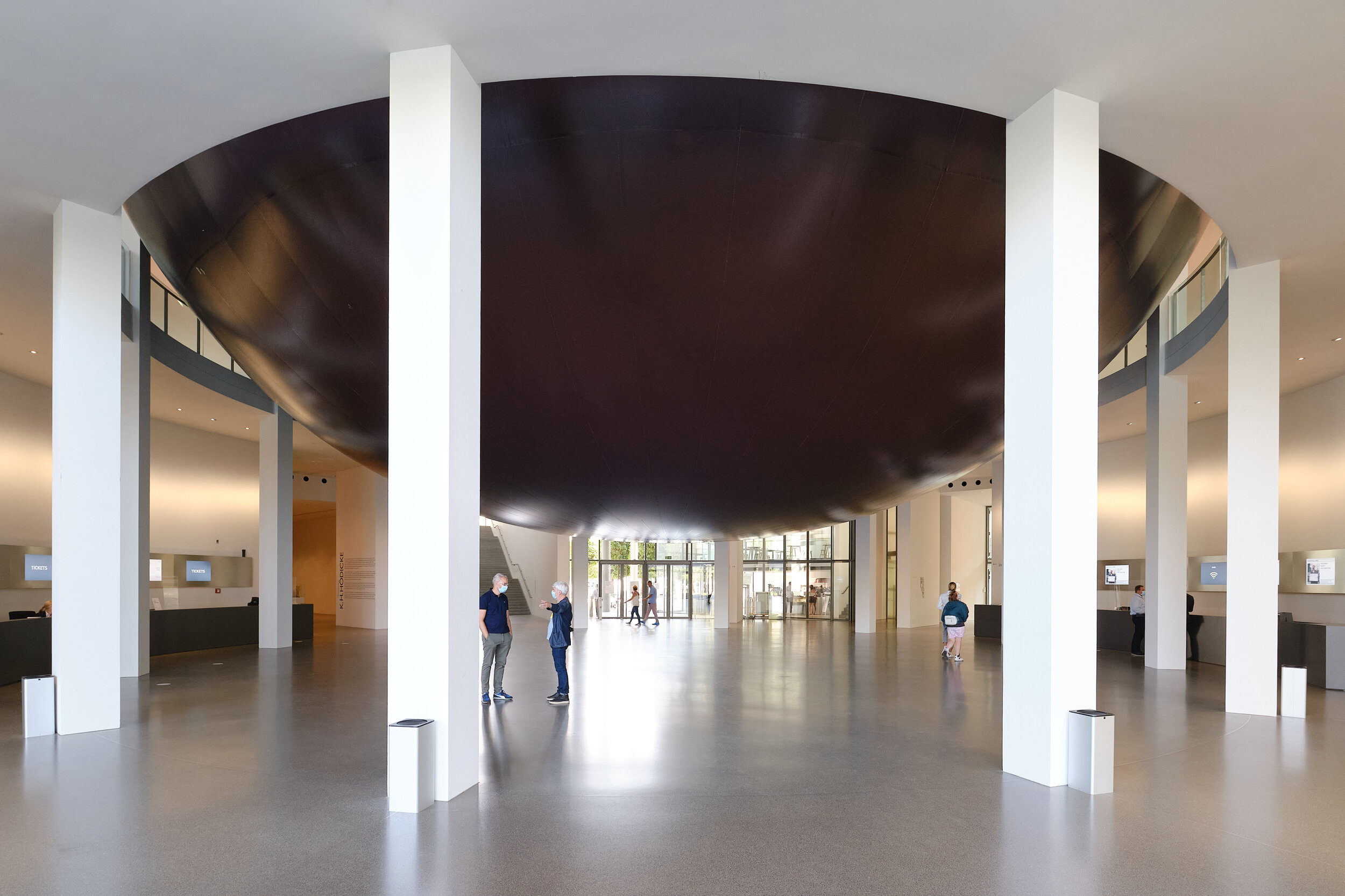   Pinakothek    A site specific sculpture temporarily installed within the entrance rotunda of the Pinakothek der Moderne, Munich, Germany in September 2020, to mark the 18 year anniversary of the museum opening.   Tensys undertook the fabric analysi
