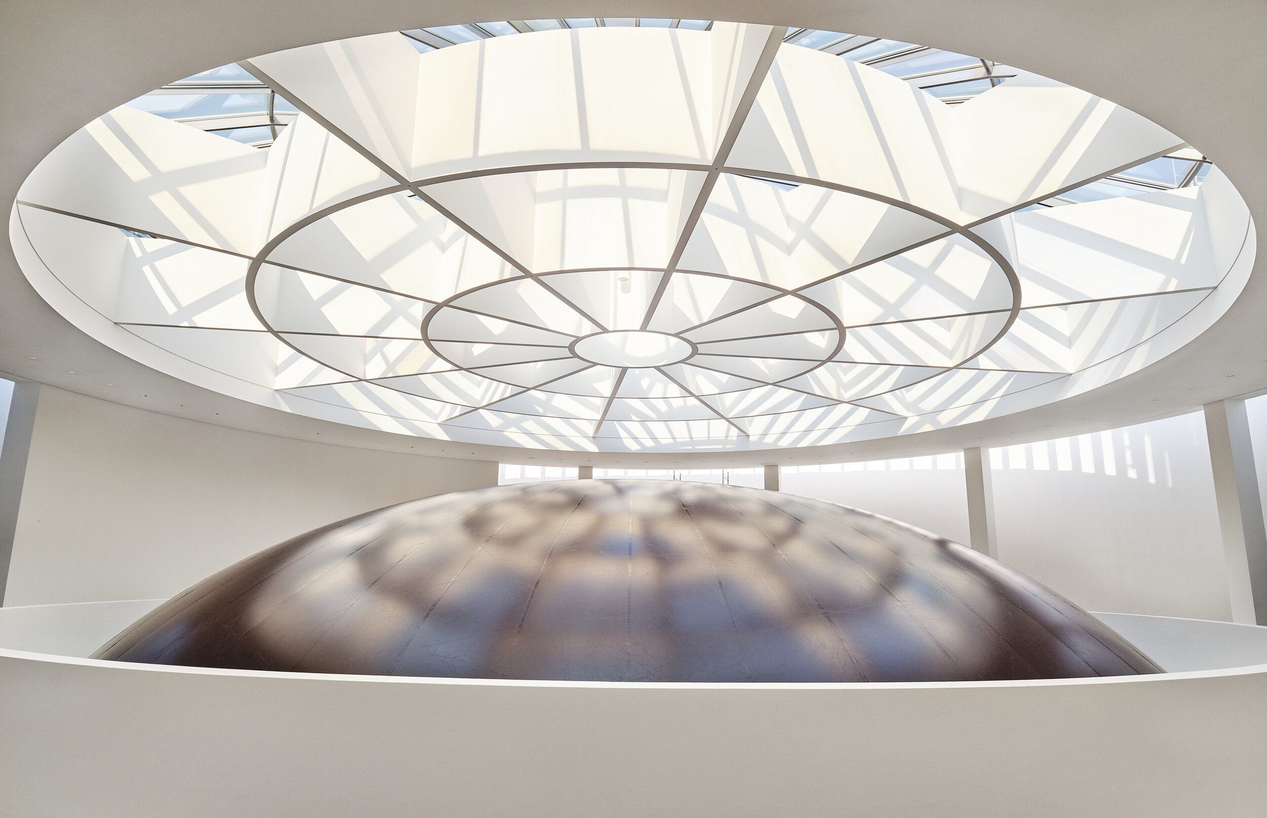   Pinakothek    A site specific sculpture temporarily installed within the entrance rotunda of the Pinakothek der Moderne, Munich, Germany in September 2020, to mark the 18 year anniversary of the museum opening.   Tensys undertook the fabric analysi