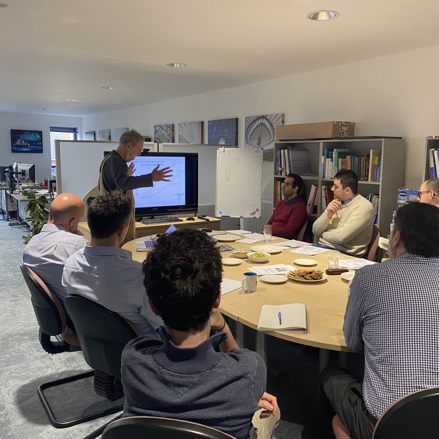 Tensys were privileged to welcome Professor Chris Williams to their offices in Bath. Chris presented some thoughts and insights relating to wind induced dynamic instabilities in tensioned fabric structures, but of course, with a number of fascinating