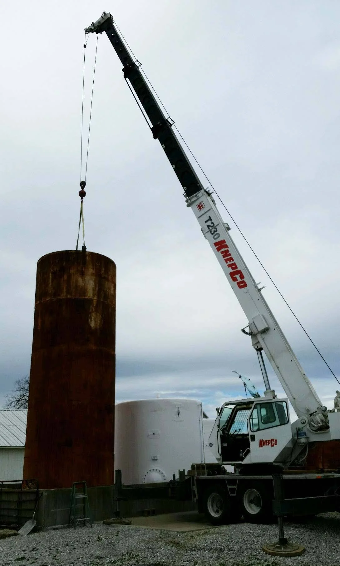 Joas Knepp, NCCCO certified crane operator providing crane services for a local farmer in Rushville, IN.