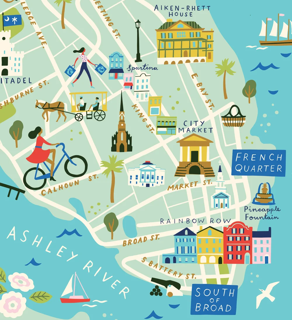 Tourist Map Of Charleston Sc Map Of Charleston — Lucy Davey Illustration