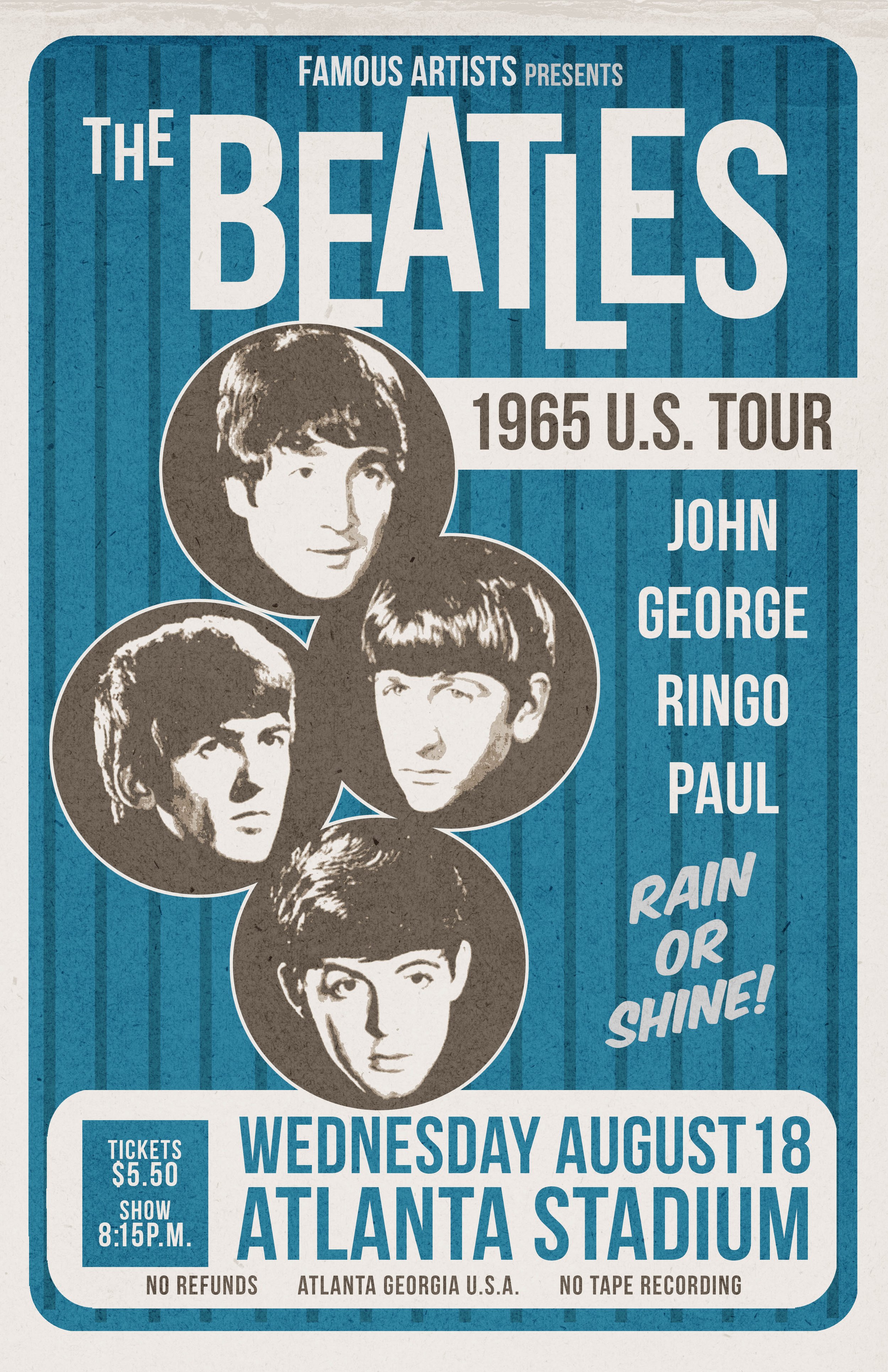 THE BEATLES Concert Poster 11" x 17" — The Artworks of DEAN TOMASEK