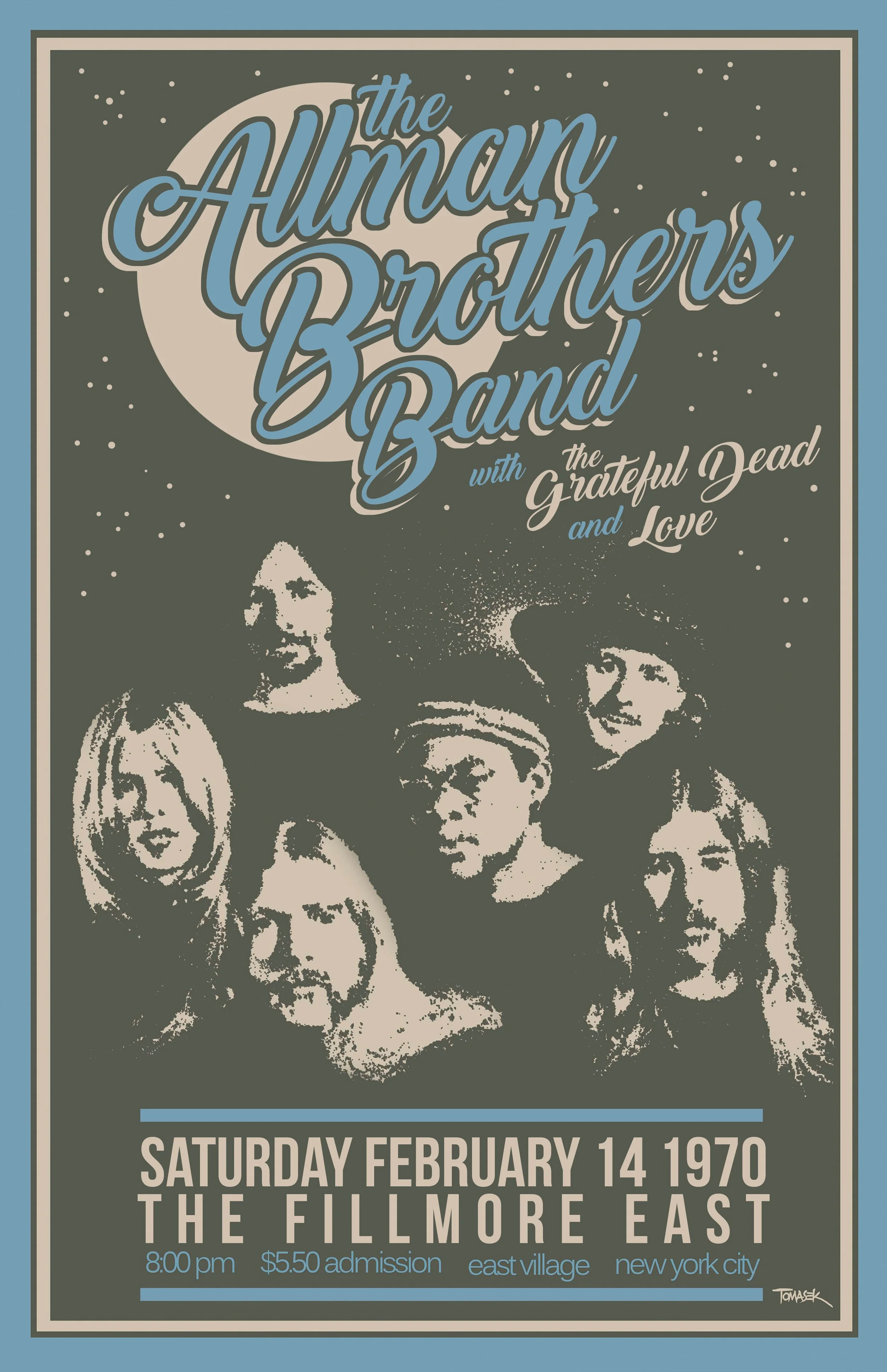 THE ALLMAN BROTHERS Concert Poster 11" x 17" — The Artworks of DEAN TOMASEK