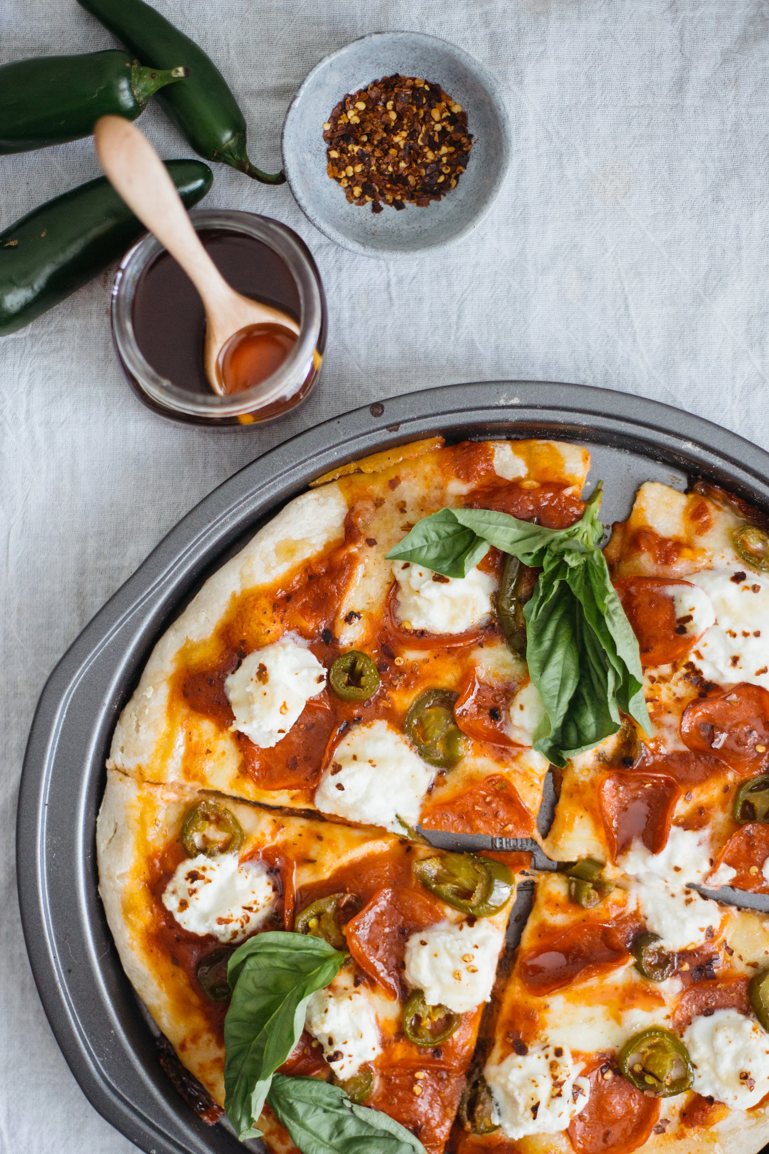 Pepperoni, Jalapeño, Ricotta and Honey Pizza and NoKnead Pizza Dough — Madeline Hall
