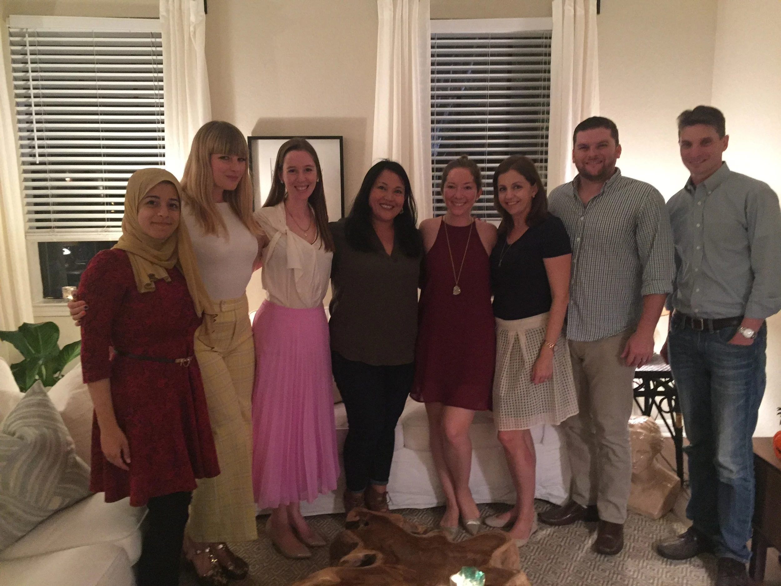 The Dinner Party Project peeps (left to right): Nada, Tammy Jo, Hannah, yours truly, Brittany, Meghan, Rory, Mitch. Photo and meal by Chef Julian. 