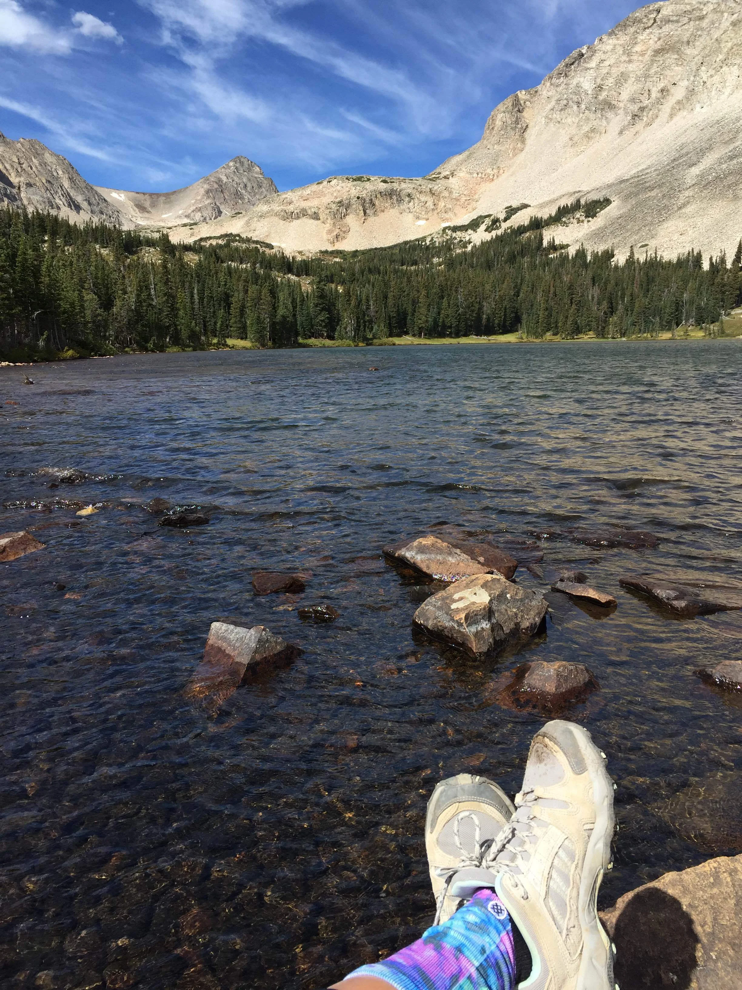 First mile: done. A little bit of a climb but otherwise as moderate as promised. I stopped at Mitchell Lake for an apple, a breather, and some breathtaking views. Only two miles to go!