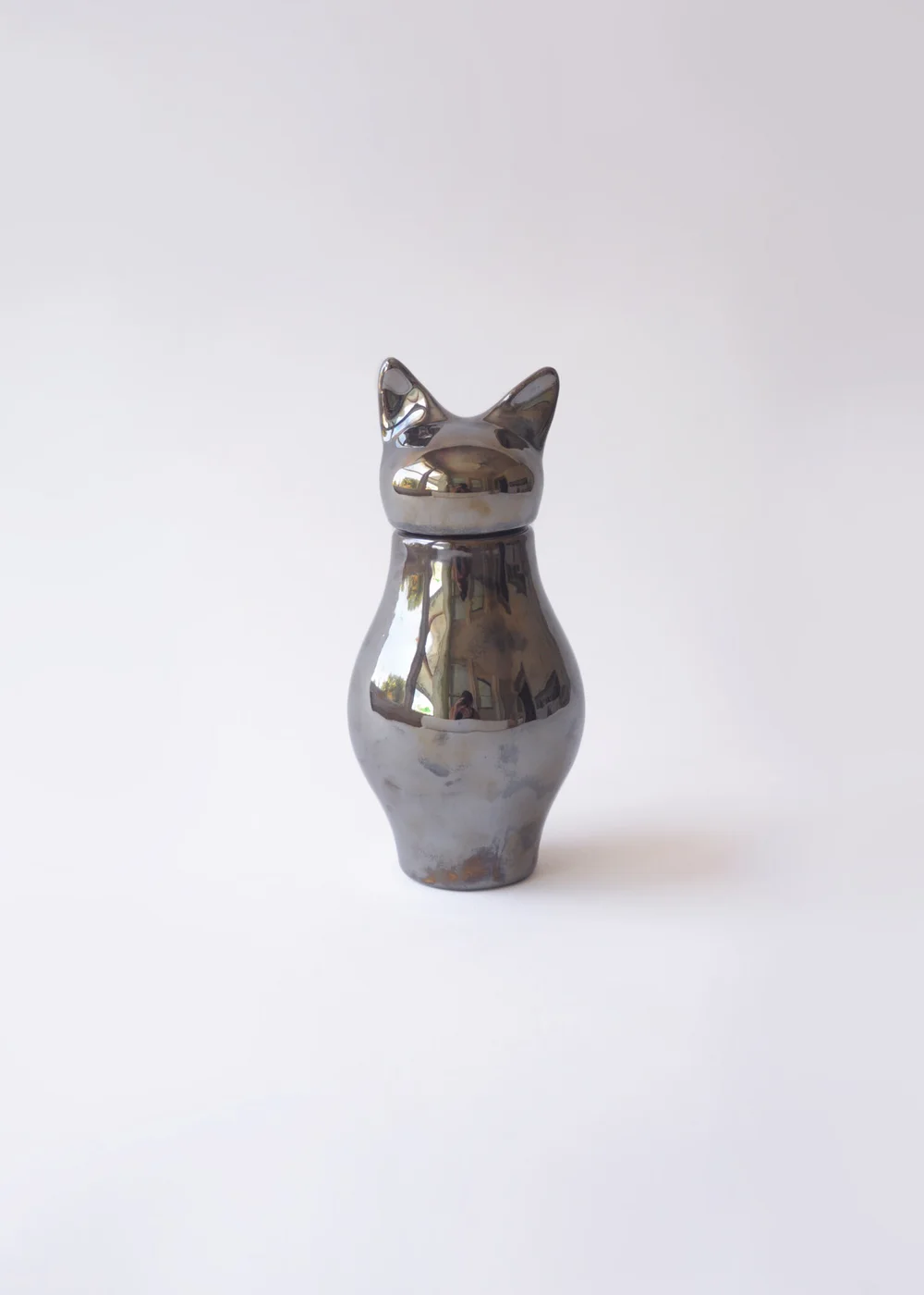 Basst Cat Urn Chrome — Charm Ceramics