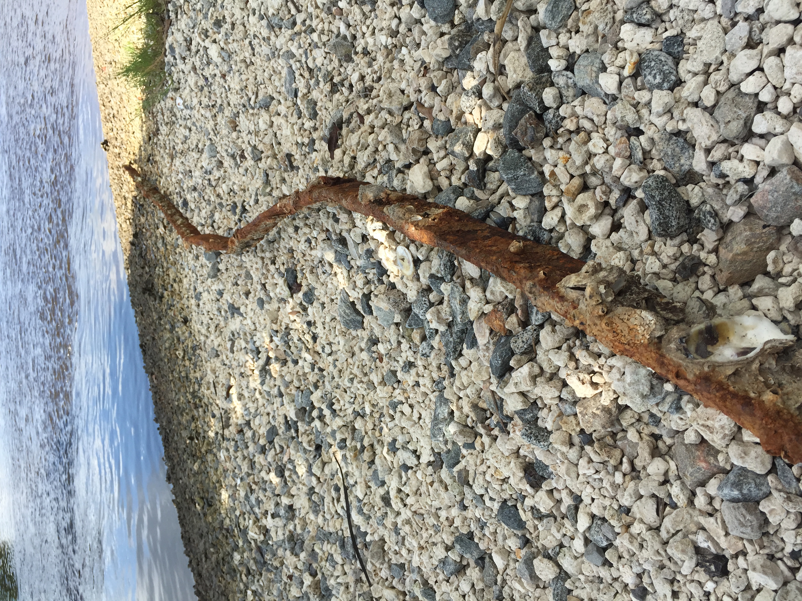 Iron strap from railroad extracted from creek