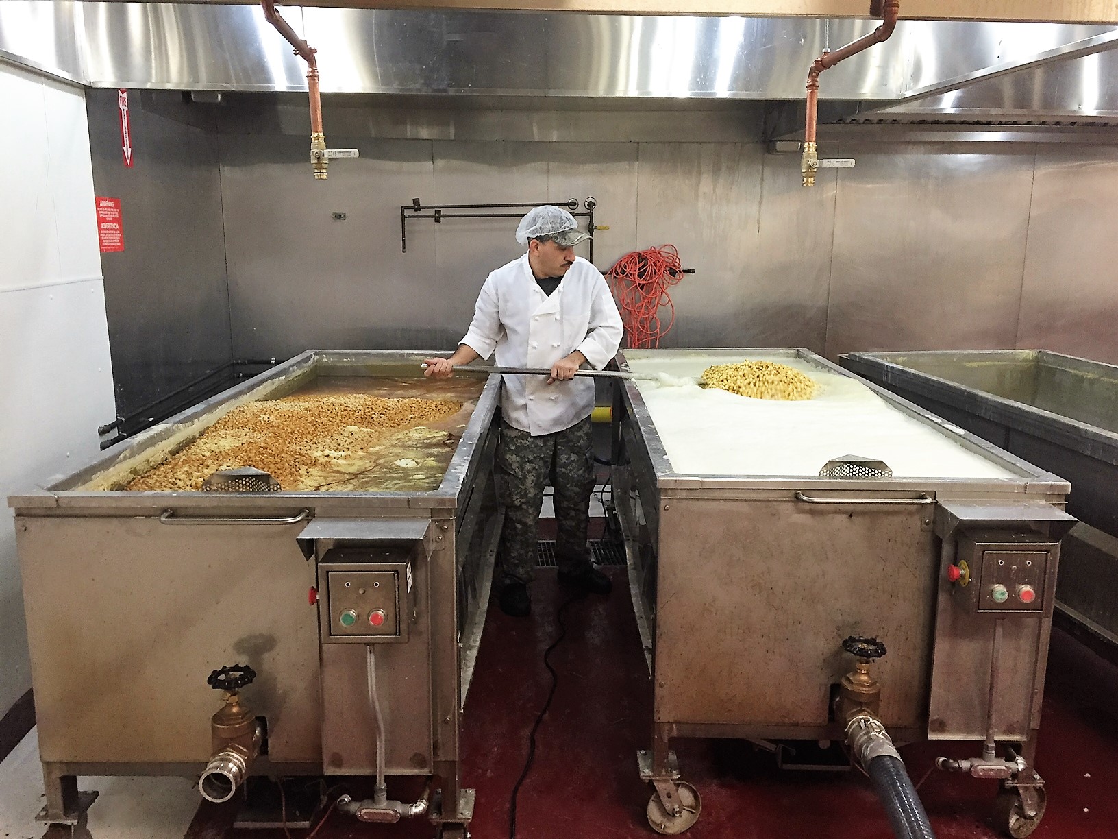 Corn cooking tanks.