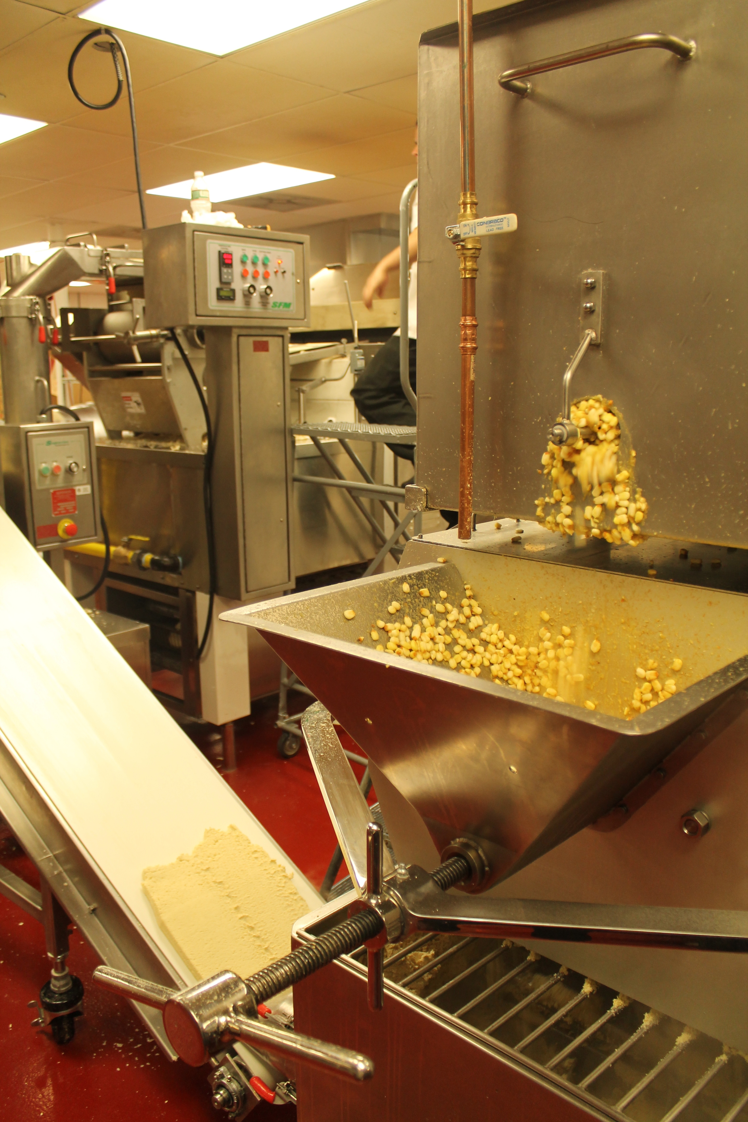 The corn is ground into masa.