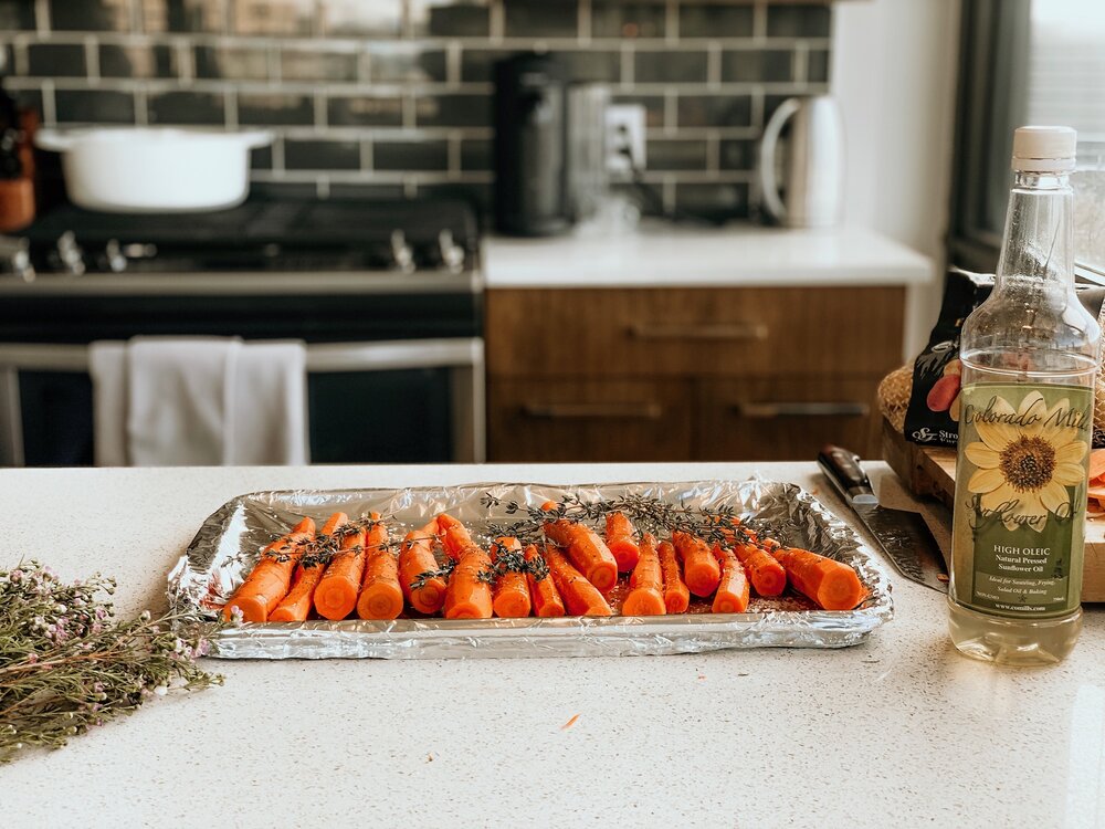 Chrissy Teigen Thyme Roasted Carrots Strohauer Farms Thanksgiving Guide Hungenberg Produce Colorado Mills Sunflower 16.JPG