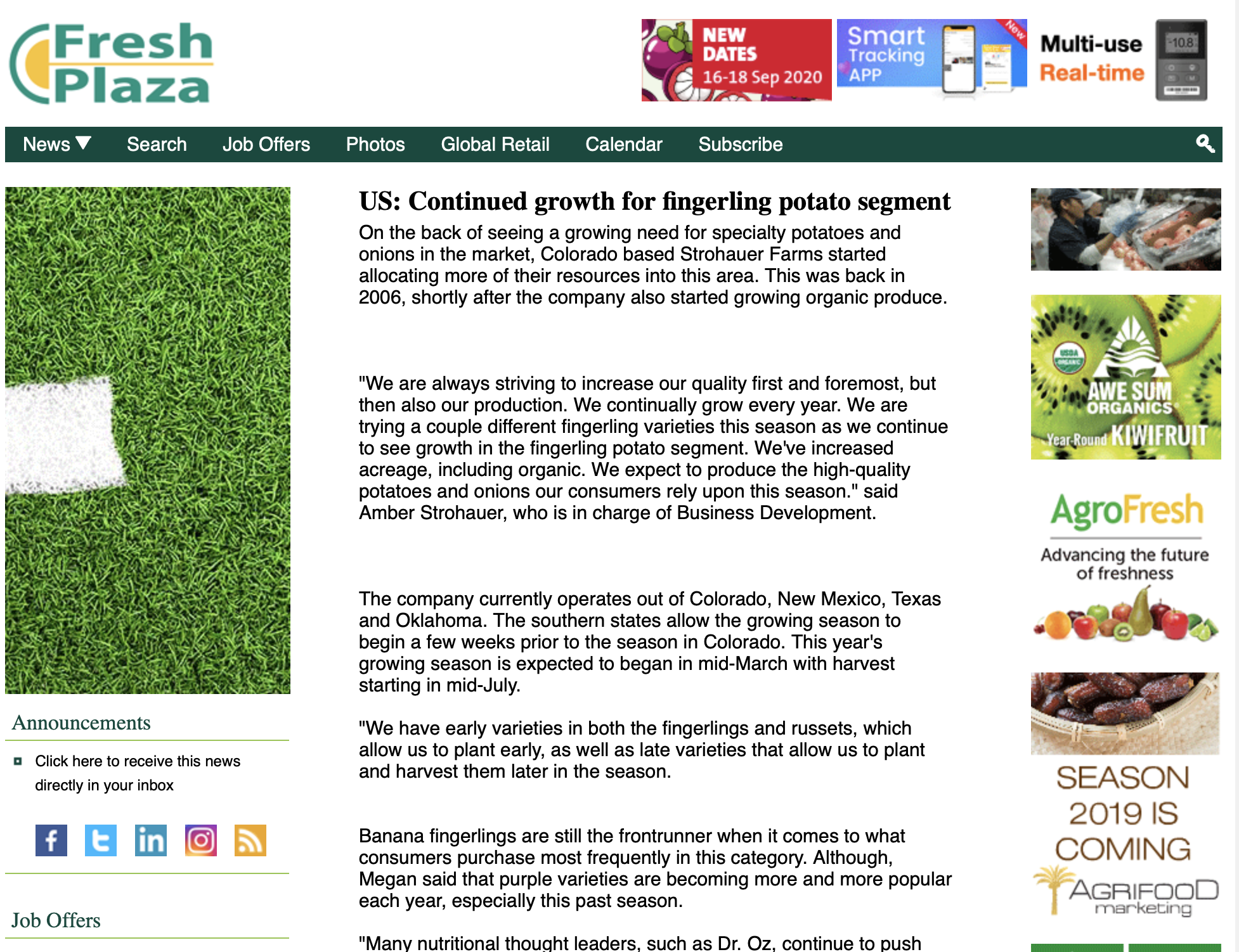 Fresh Plaza, February 19, 2016: US: Continued growth for fingerling potato segment