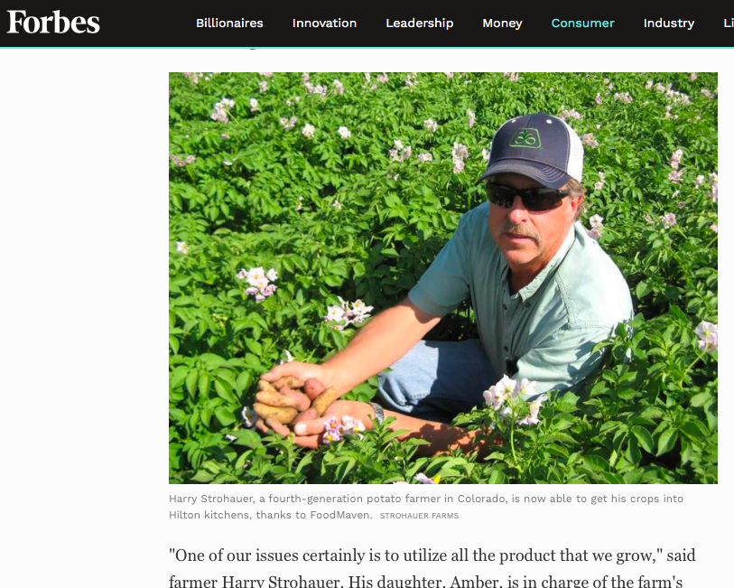 Forbes, March 15, 2019: partnership between FoodMaven and Hilton with Strohauer Farms’ potatoes