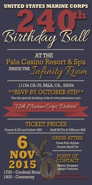 USMC 240th Birthday Ball Invitation
