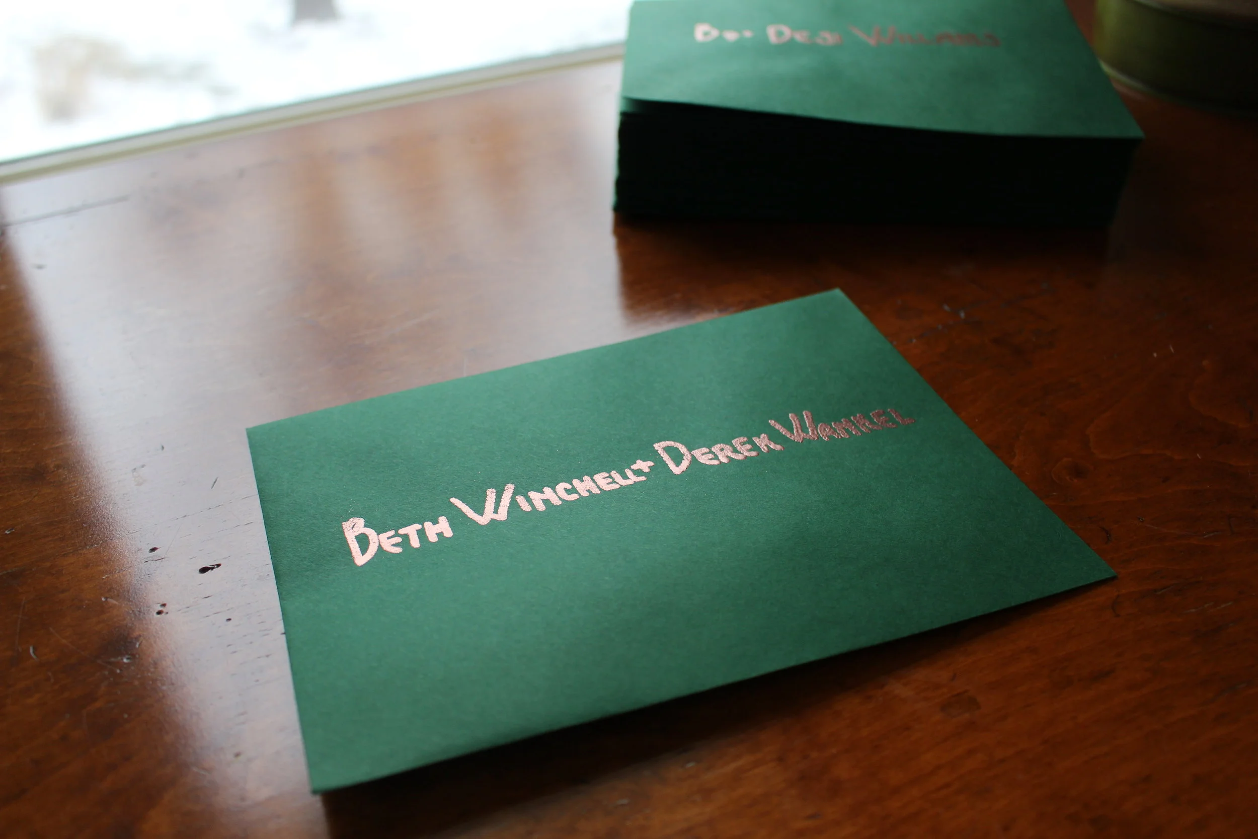 embossing names on envelopes