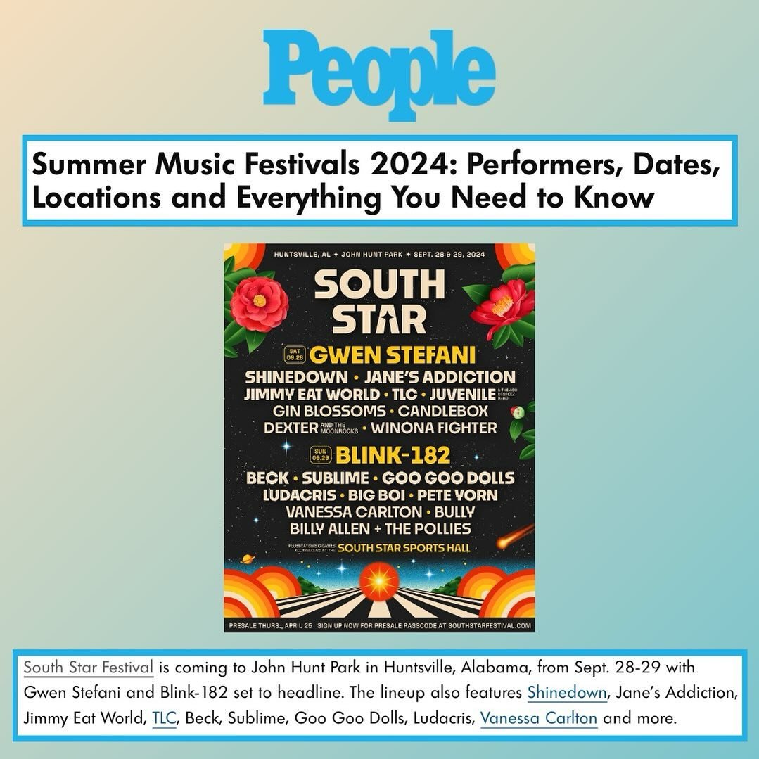 @southstarfest was included in @people&rsquo;s list of Summer Music Festivals☀️Check out the full article at the link in bio!